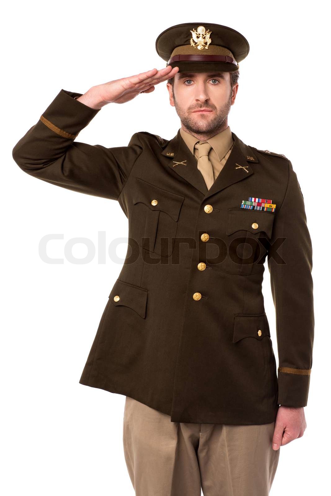 US army officer in saluting his senior | Stock image | Colourbox