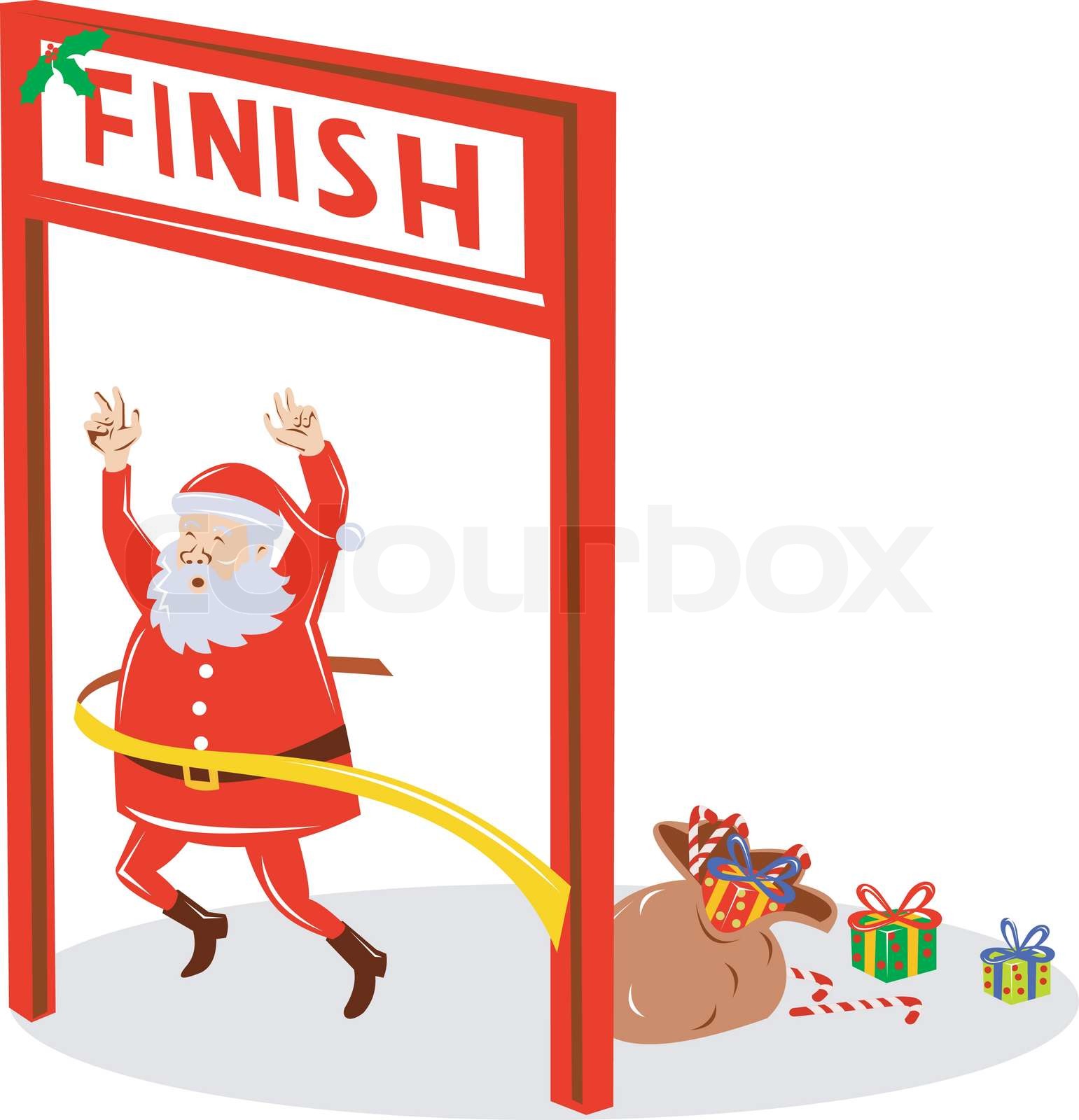 Father Christmas Santa Claus Finishing Rennen StockVektor Colourbox
