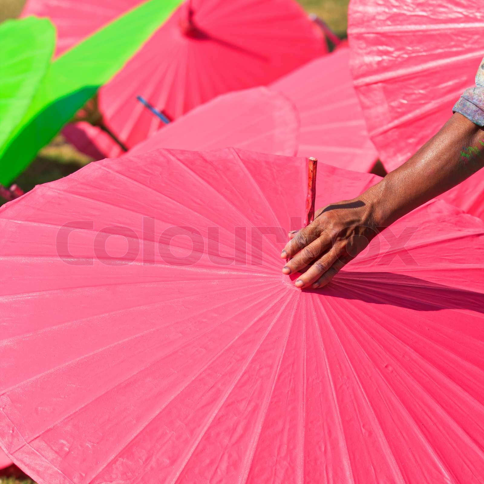 Asian umbrella's handmade umbrella | Stock image | Colourbox