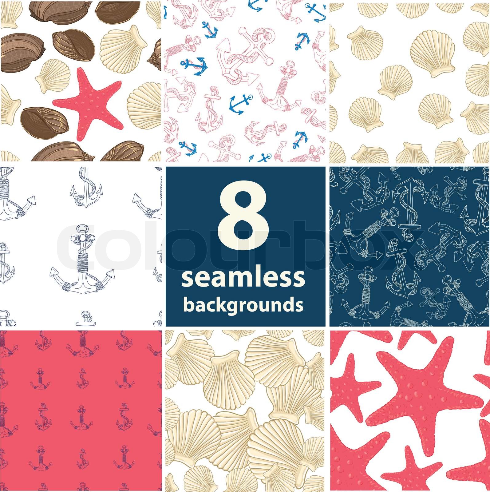 Sea Seamless Set Stock Vector Colourbox Sea Seamless Set Stock Vector Colourbox