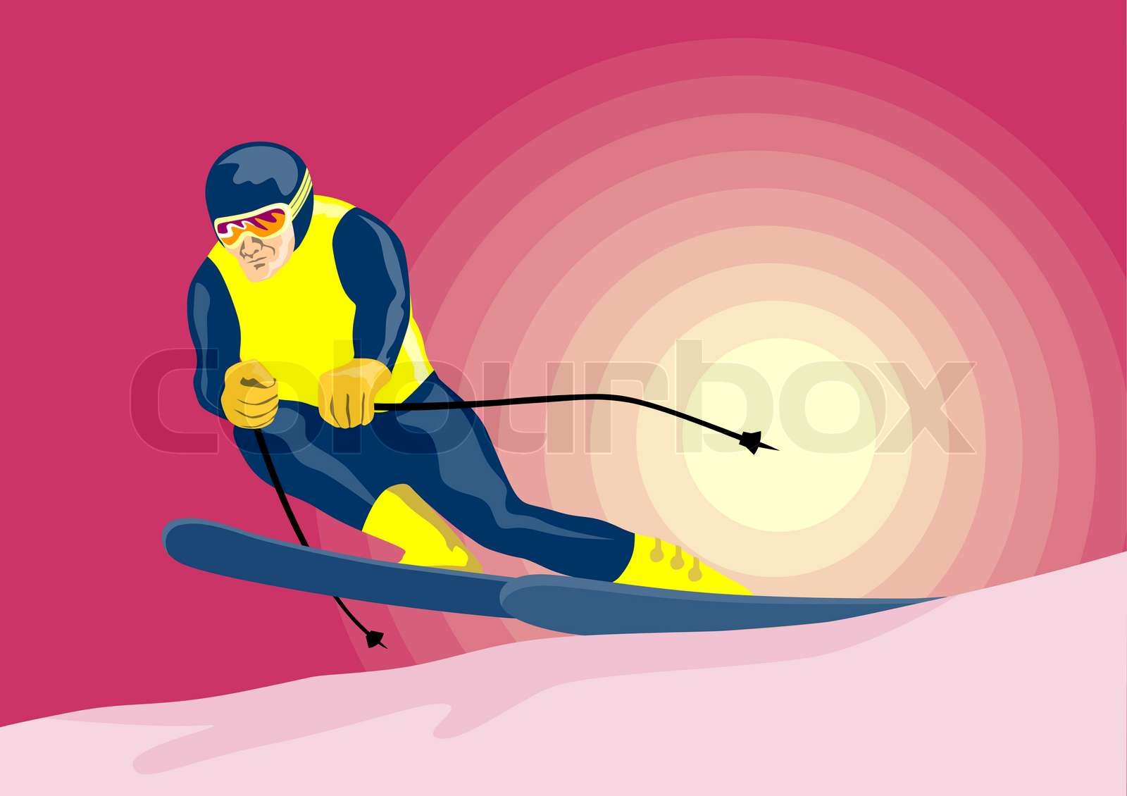 Skiing Slalom Downhill Stock image Colourbox