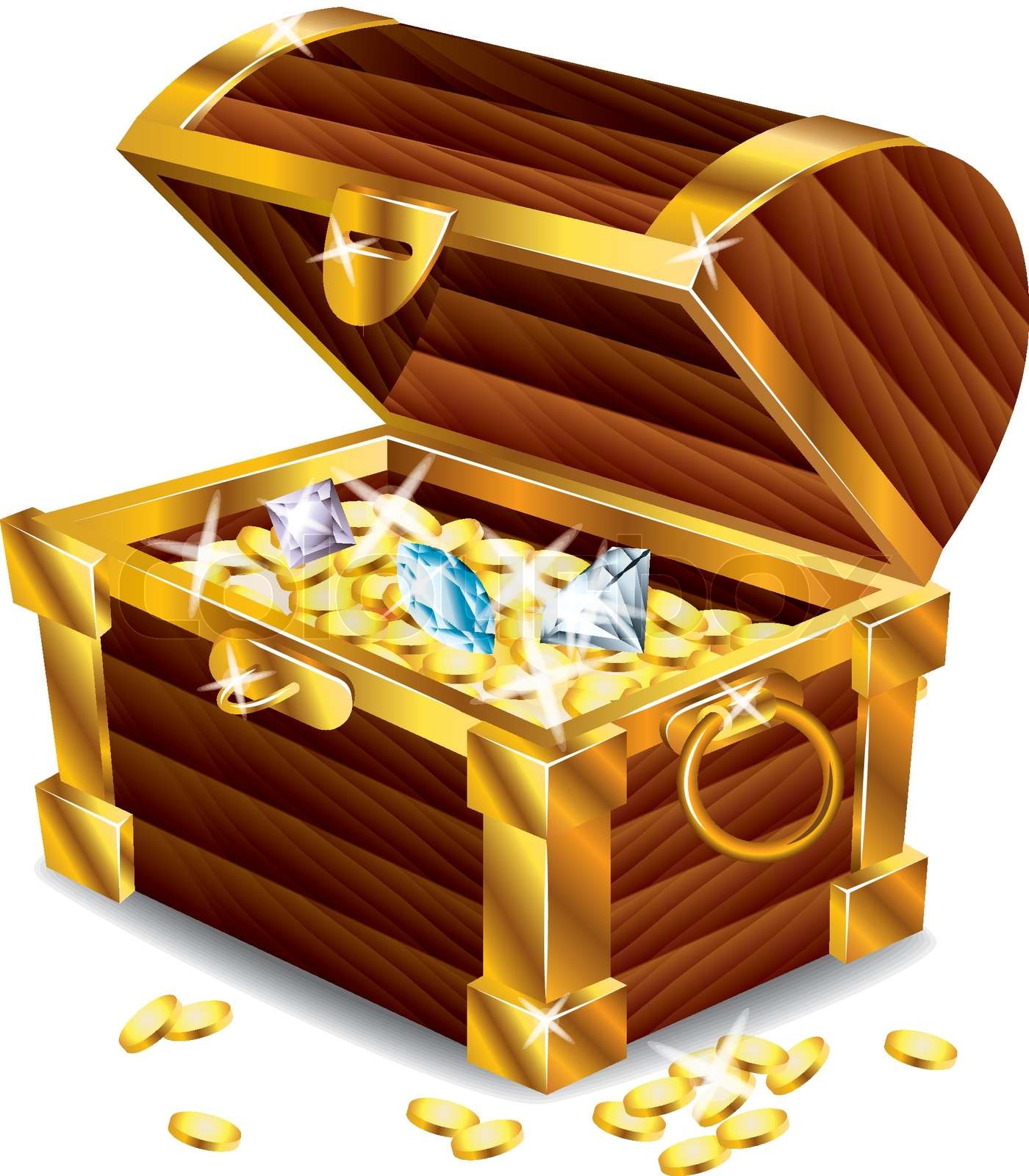 opened treasure chest with treasures | Stock vector | Colourbox