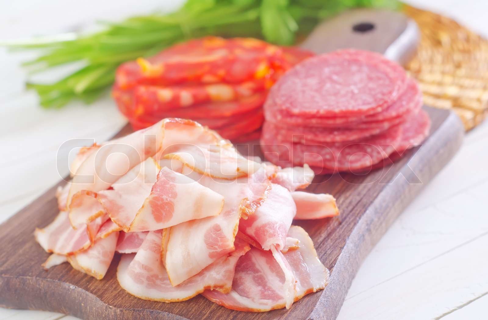 salami and bacon Stock image Colourbox