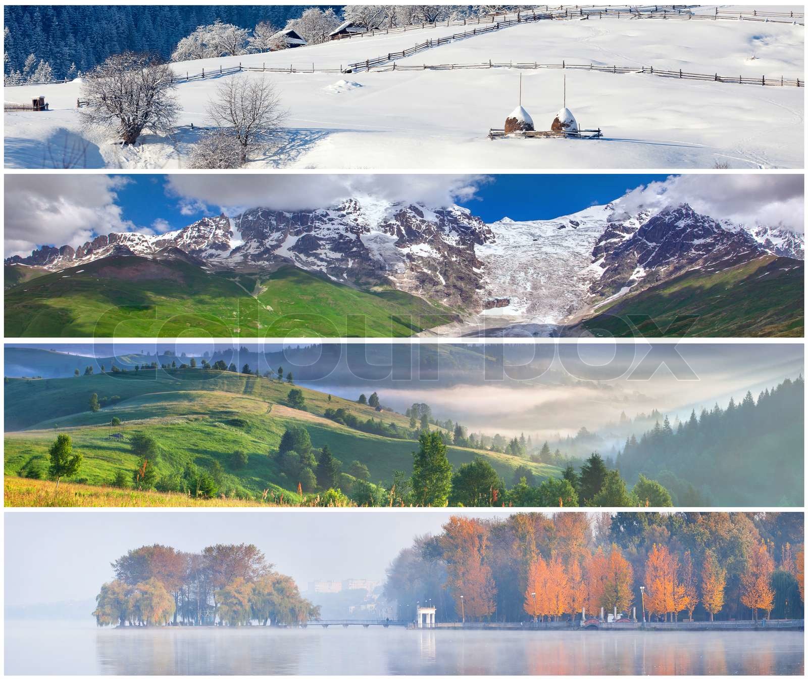 Set of the 4 seasons landscape for banners | Stock image | Colourbox