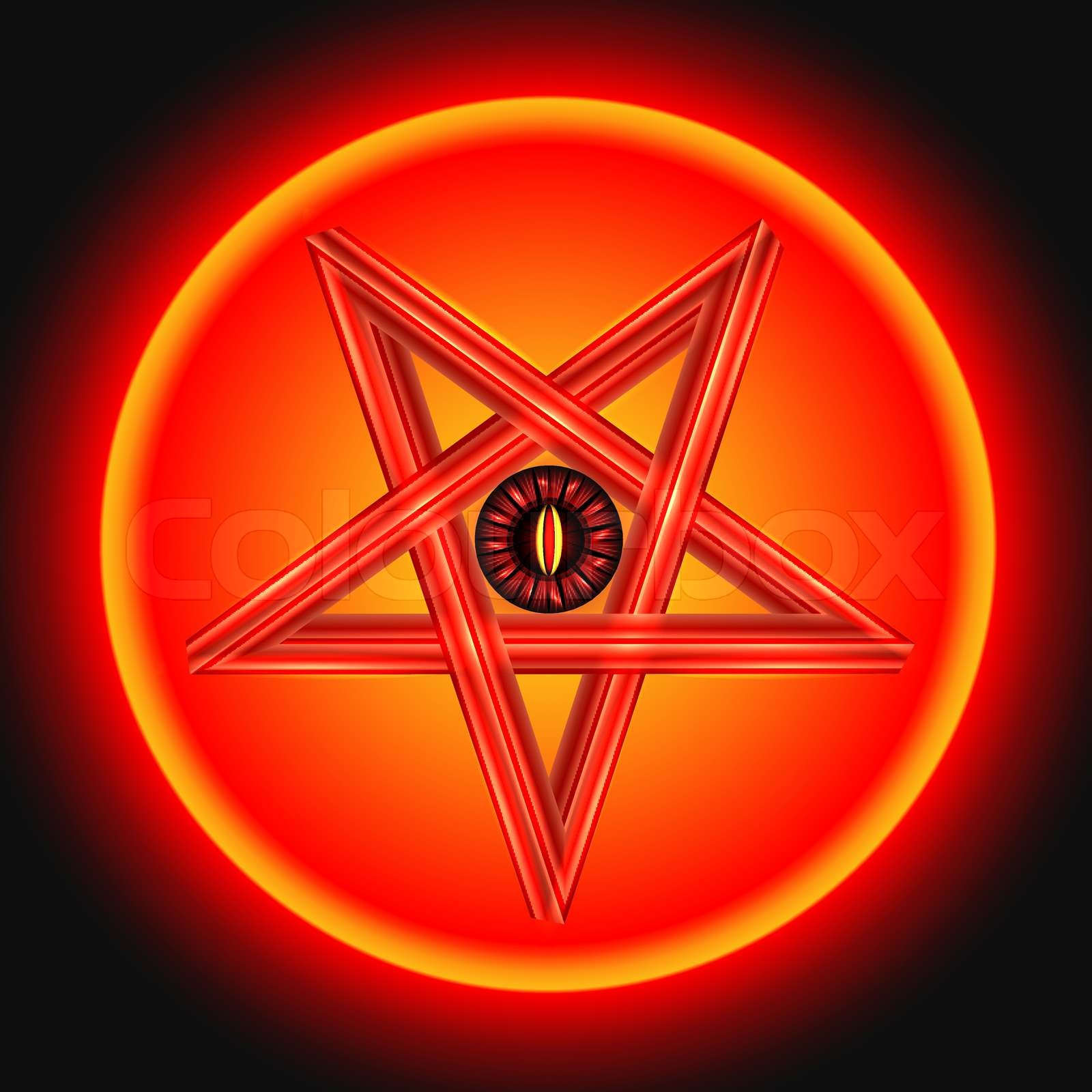 The Eye of Satan in The Metal Pentagram Stock vector Colourbox