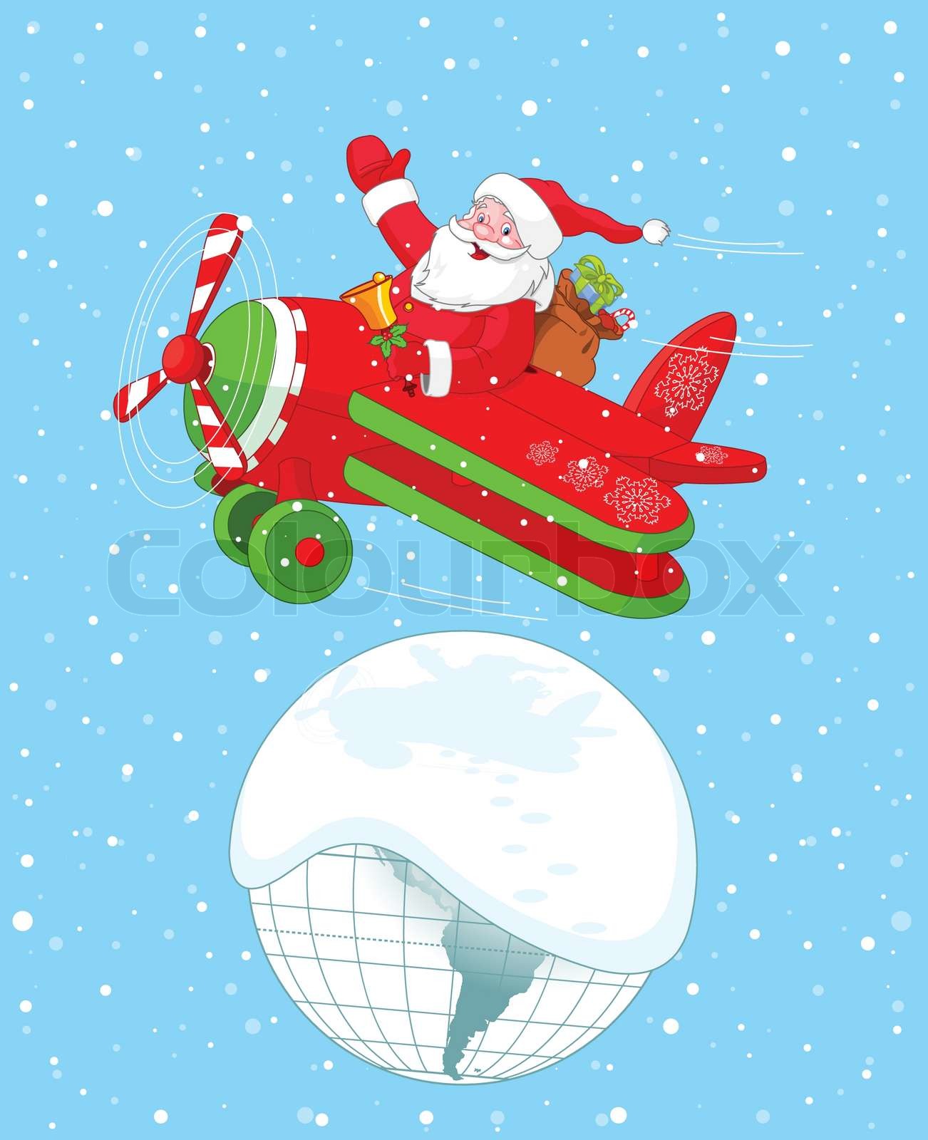Sankt Fliegen Seine Weihnachten Flugzeug StockVektor Colourbox