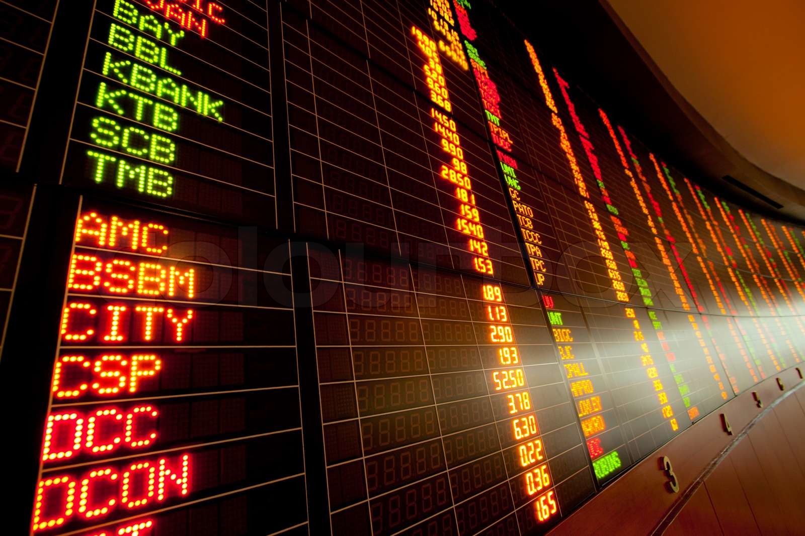 Anzeige der Börsenkurse Stock Bild Colourbox