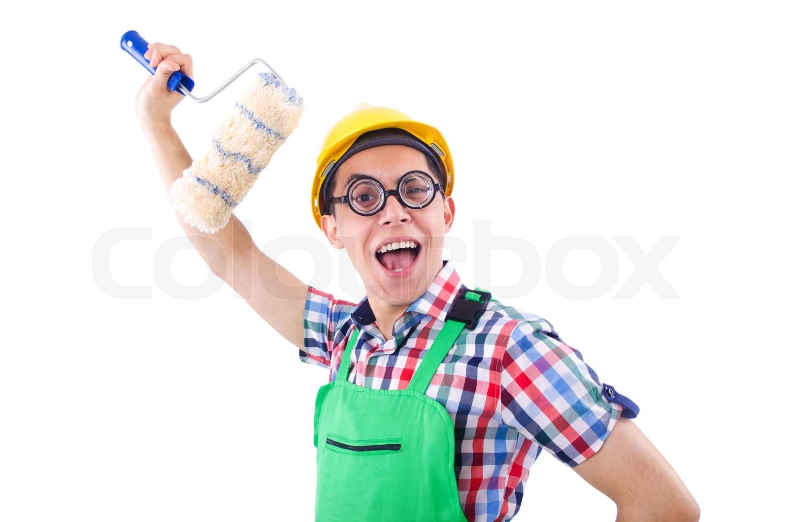 Lustige Maler , isoliert auf weiss | Stock Bild | Colourbox