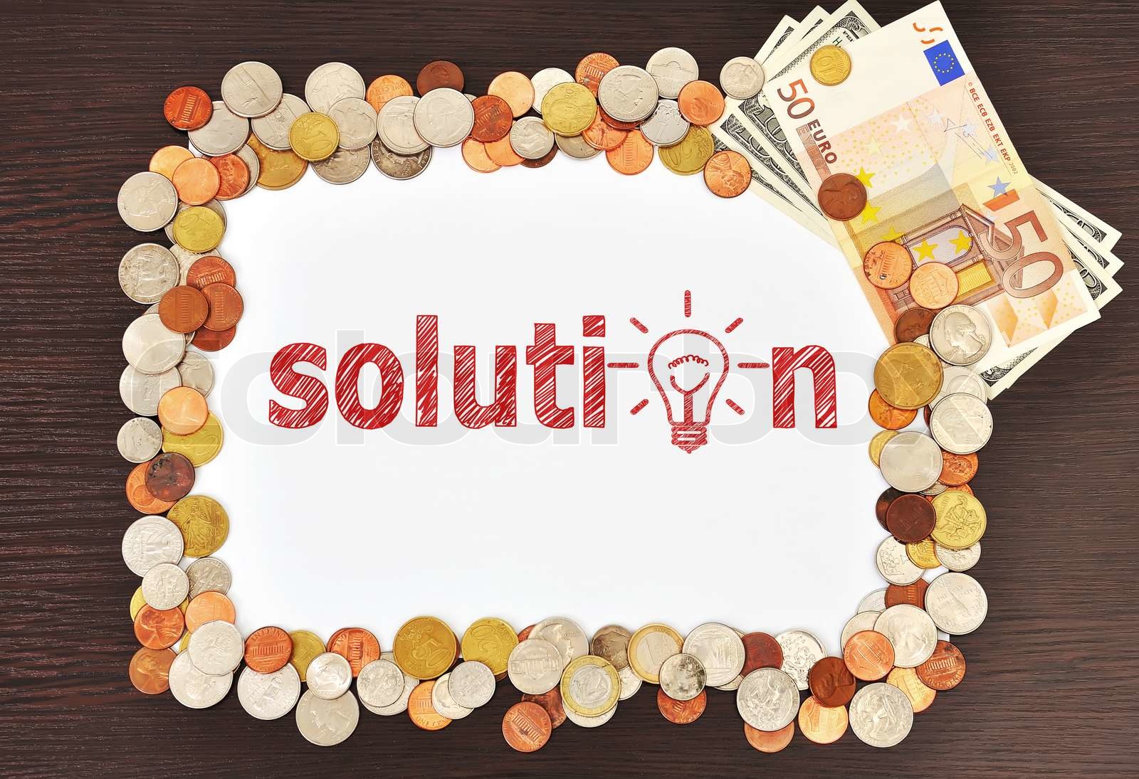 Poster mit Lösung | Stock Bild | Colourbox