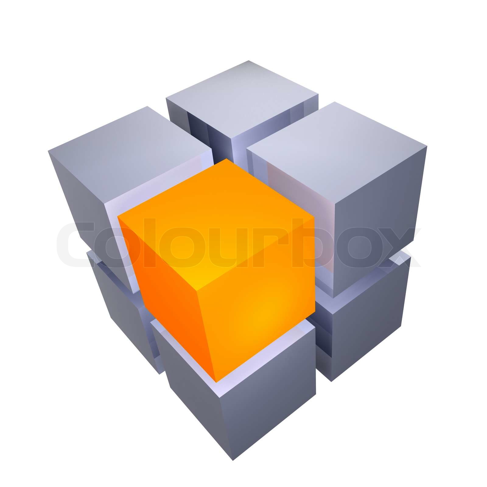3D cube with unique segment. Concept illustration. | Stock image ...