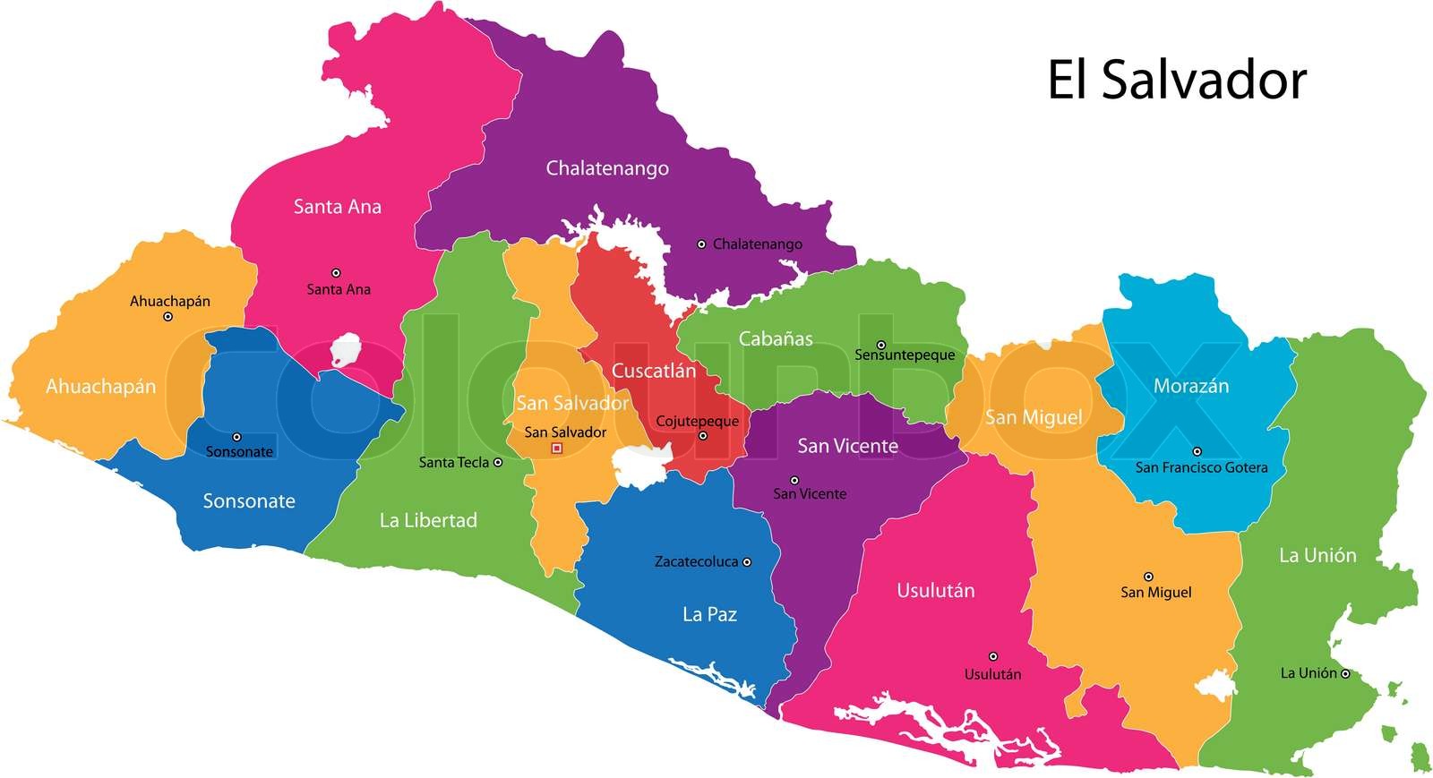 El Salvador kort | Stock vektor | Colourbox