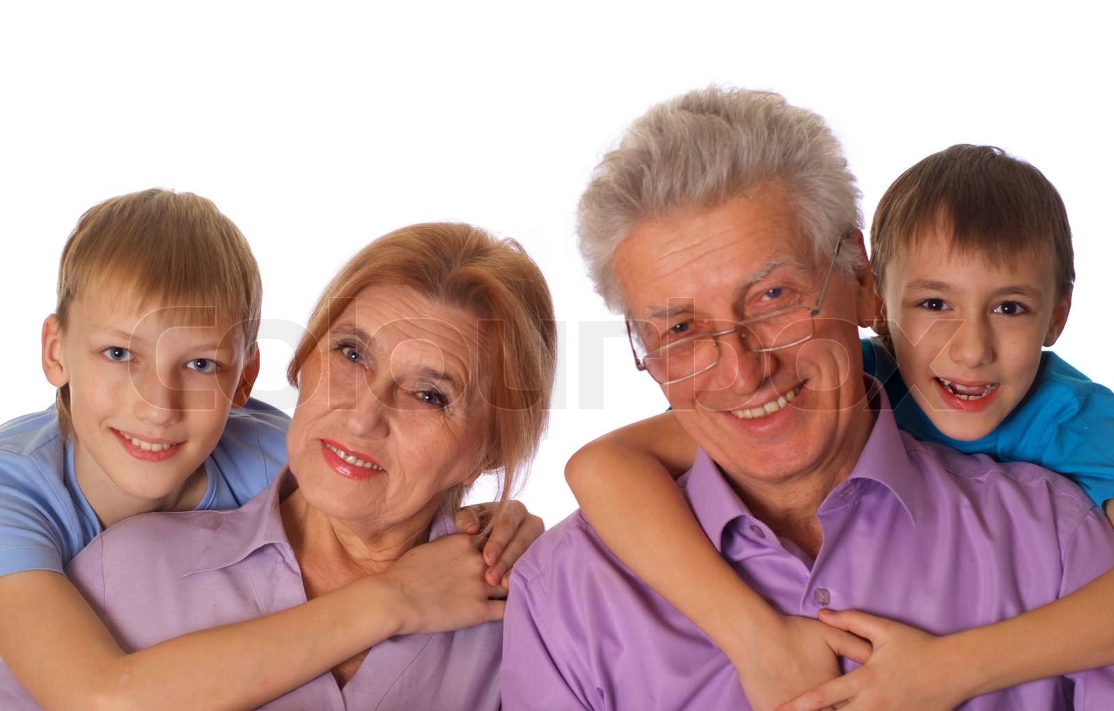 Großeltern mit ihren Enkeln Stock Bild Colourbox