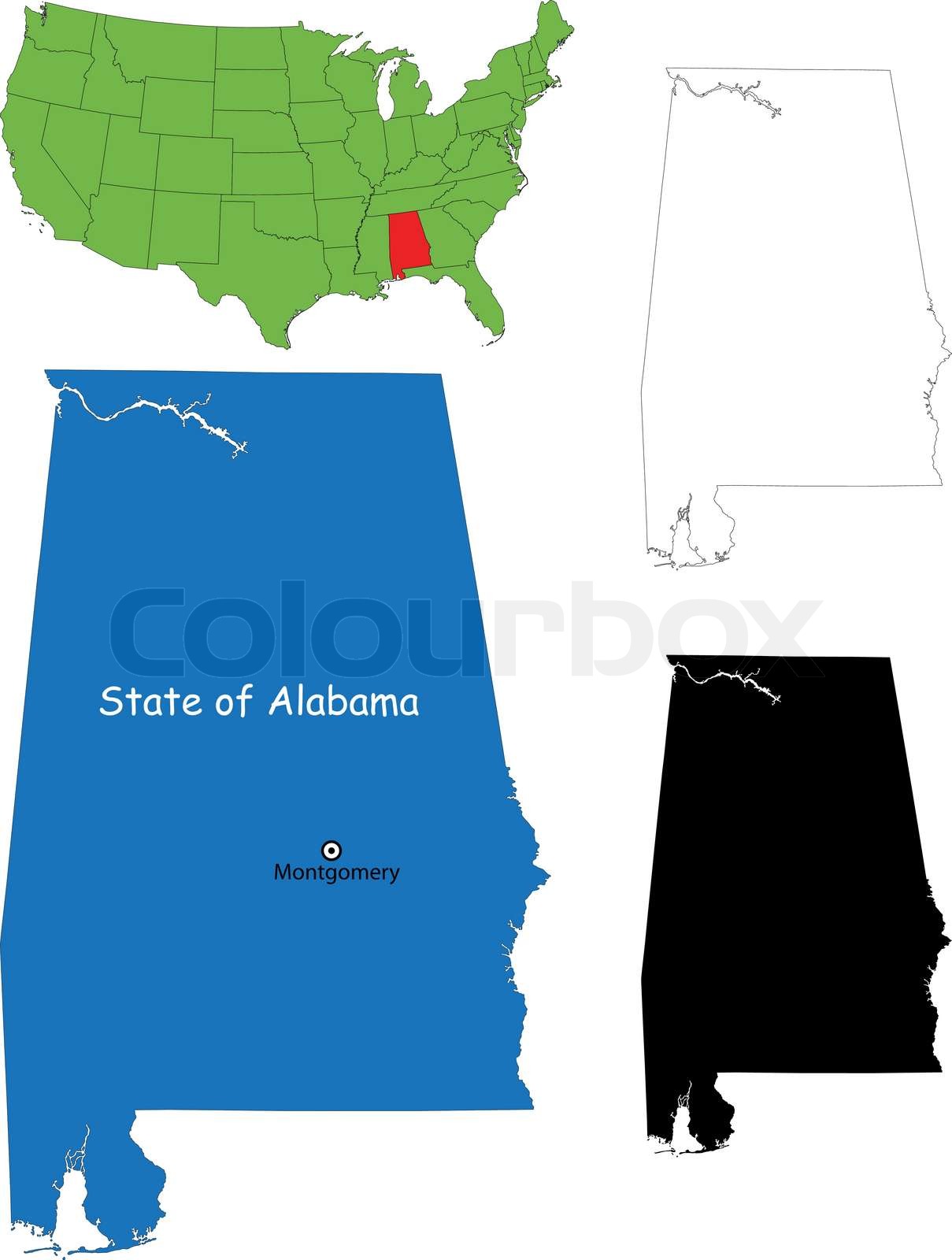 Alabama Map Stock Vector