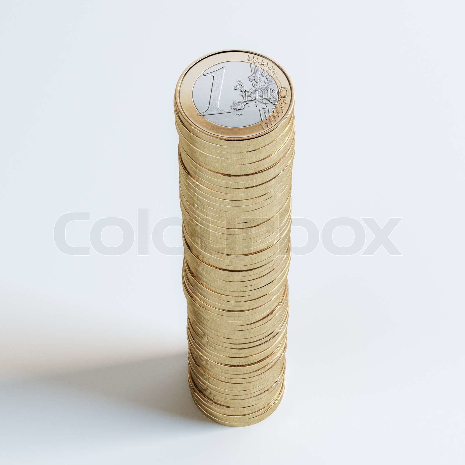 Stack Of 1 Euro Coins On White Background Stock image Colourbox