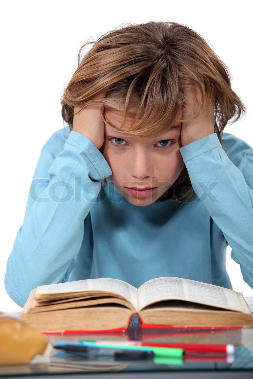Stressed school kid | Stock image | Colourbox