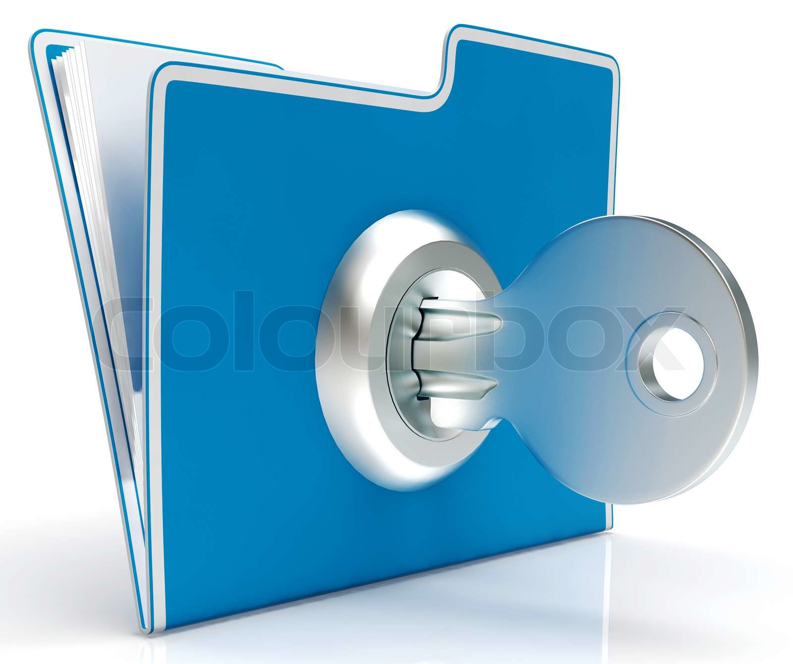 Mit Datei Key Zeigt vertrauliche und geheime Stock Bild Colourbox
