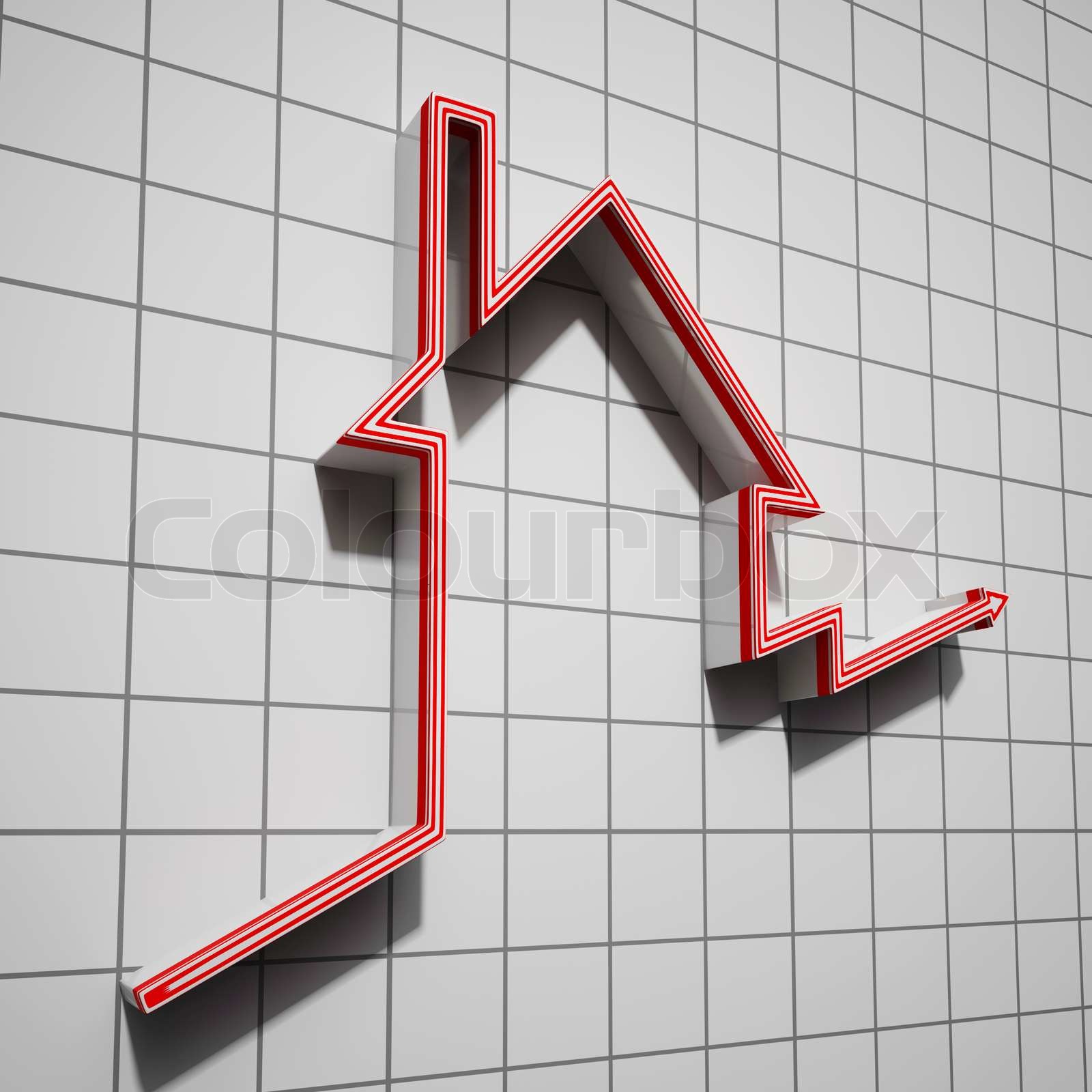 House Icon Shows House Price Going Up Stock image Colourbox