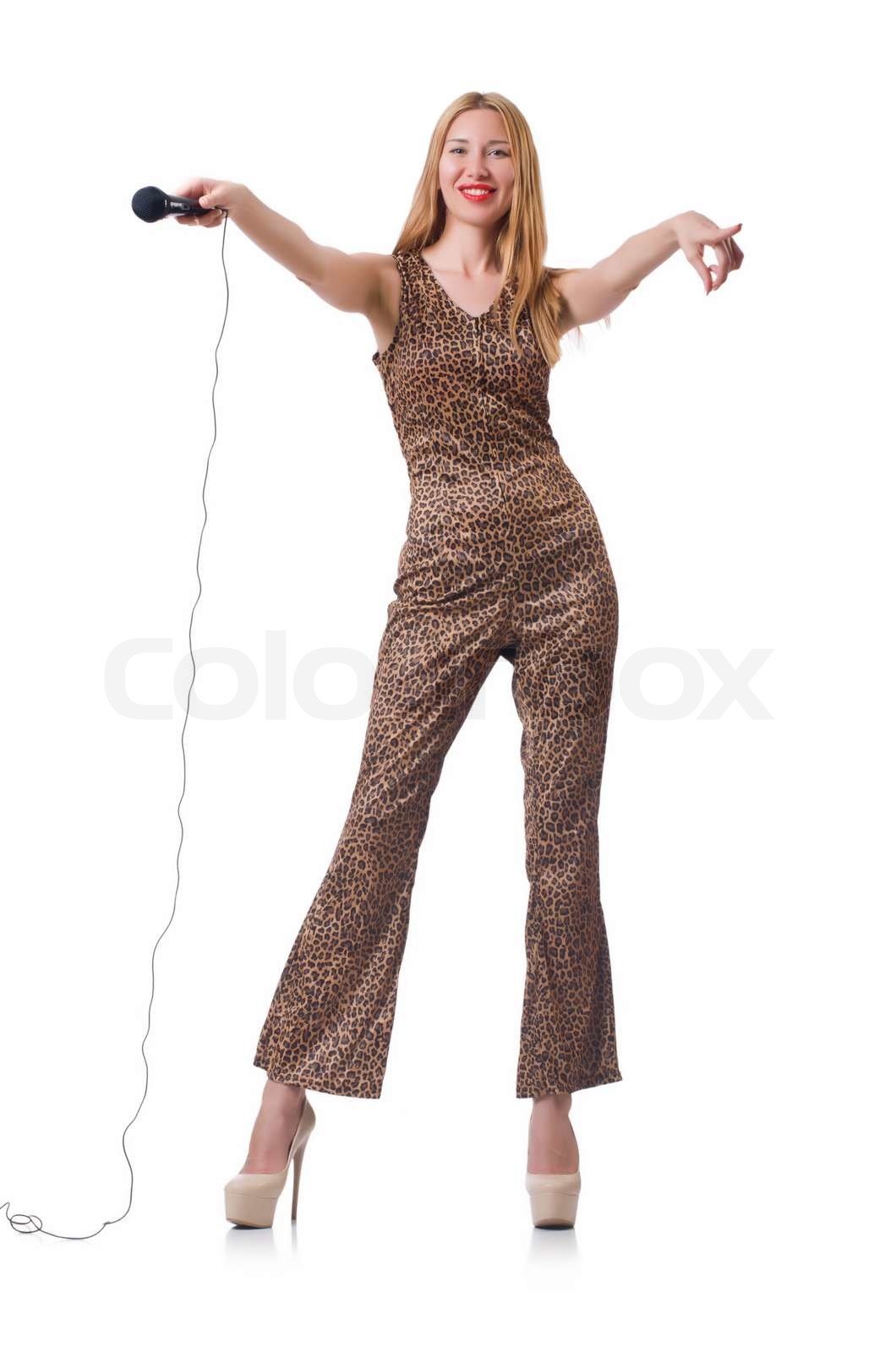 Female singer isolated on white | Stock image | Colourbox