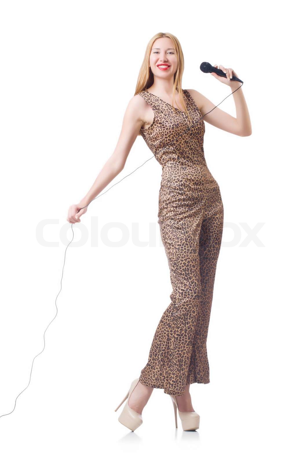 Female singer isolated on white | Stock image | Colourbox