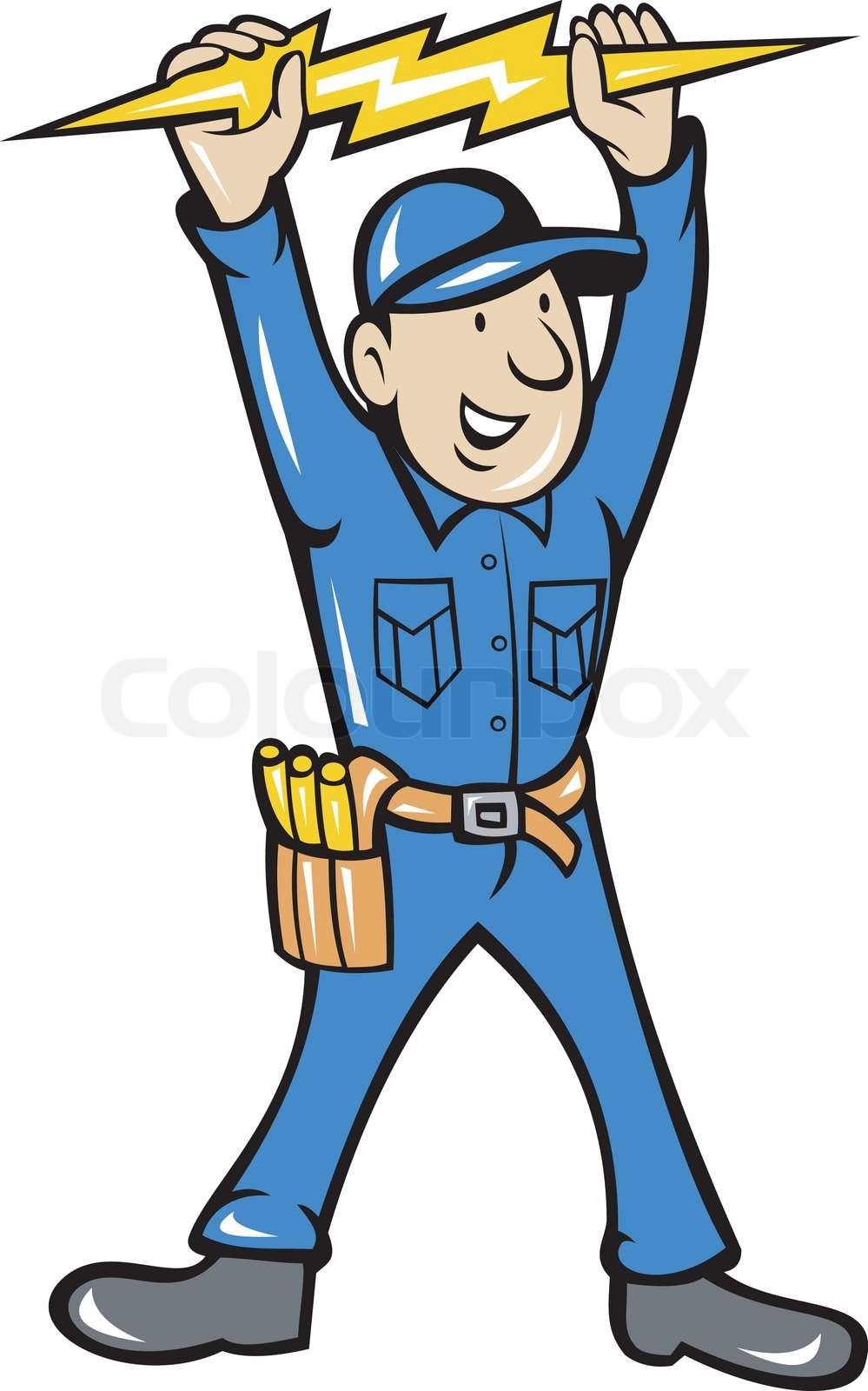 electrician holding electric lightning bolt Stock vector Colourbox