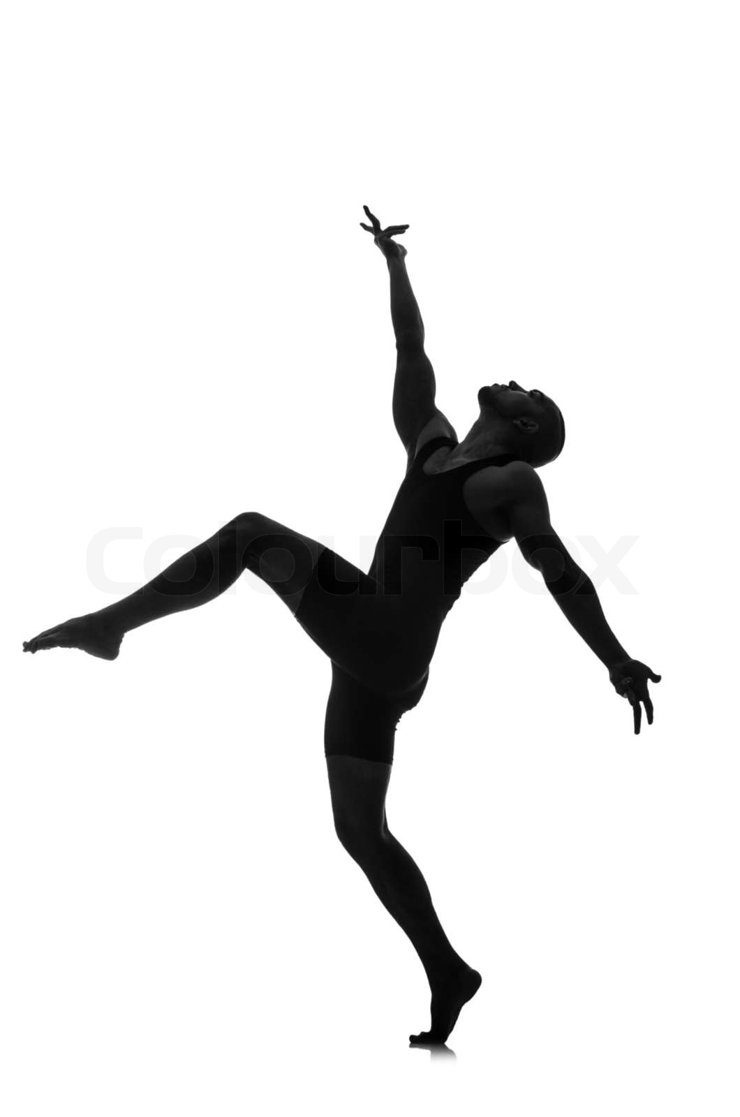 silhouette of male dancer isolated on white | Stock image | Colourbox
