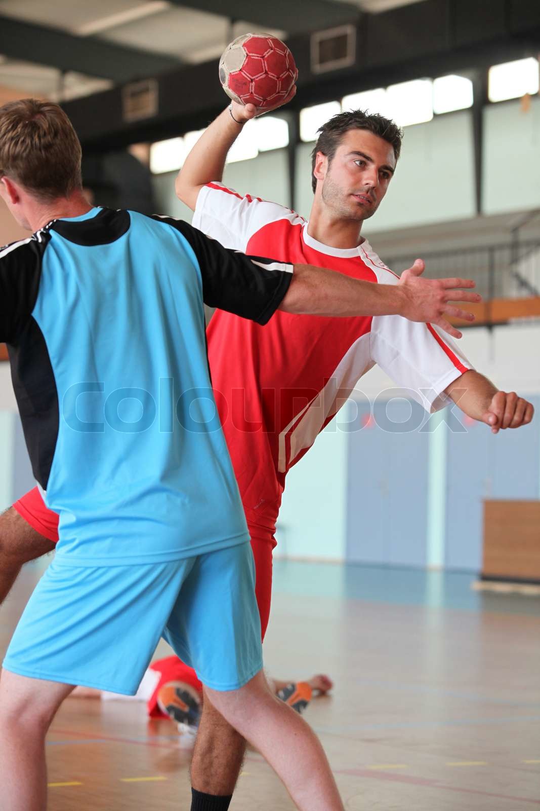 Man Throwing Ball During Handball Game Stock Image Colourbox Man Throwing Ball During Handball Game Stock Image Colourbox