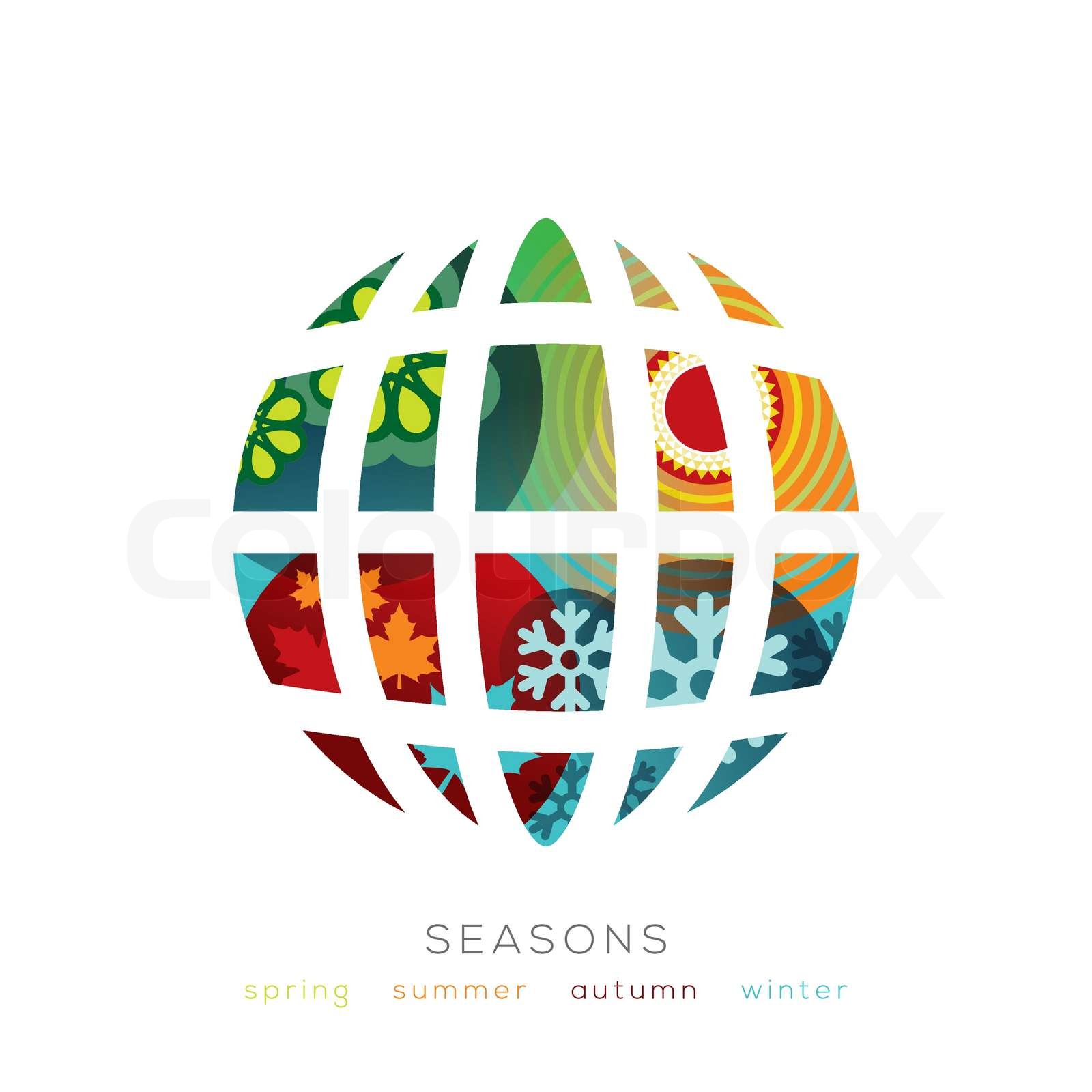 Vektor -Illustration mit Globe vier Jahreszeiten Konzept | Stock-Vektor ...