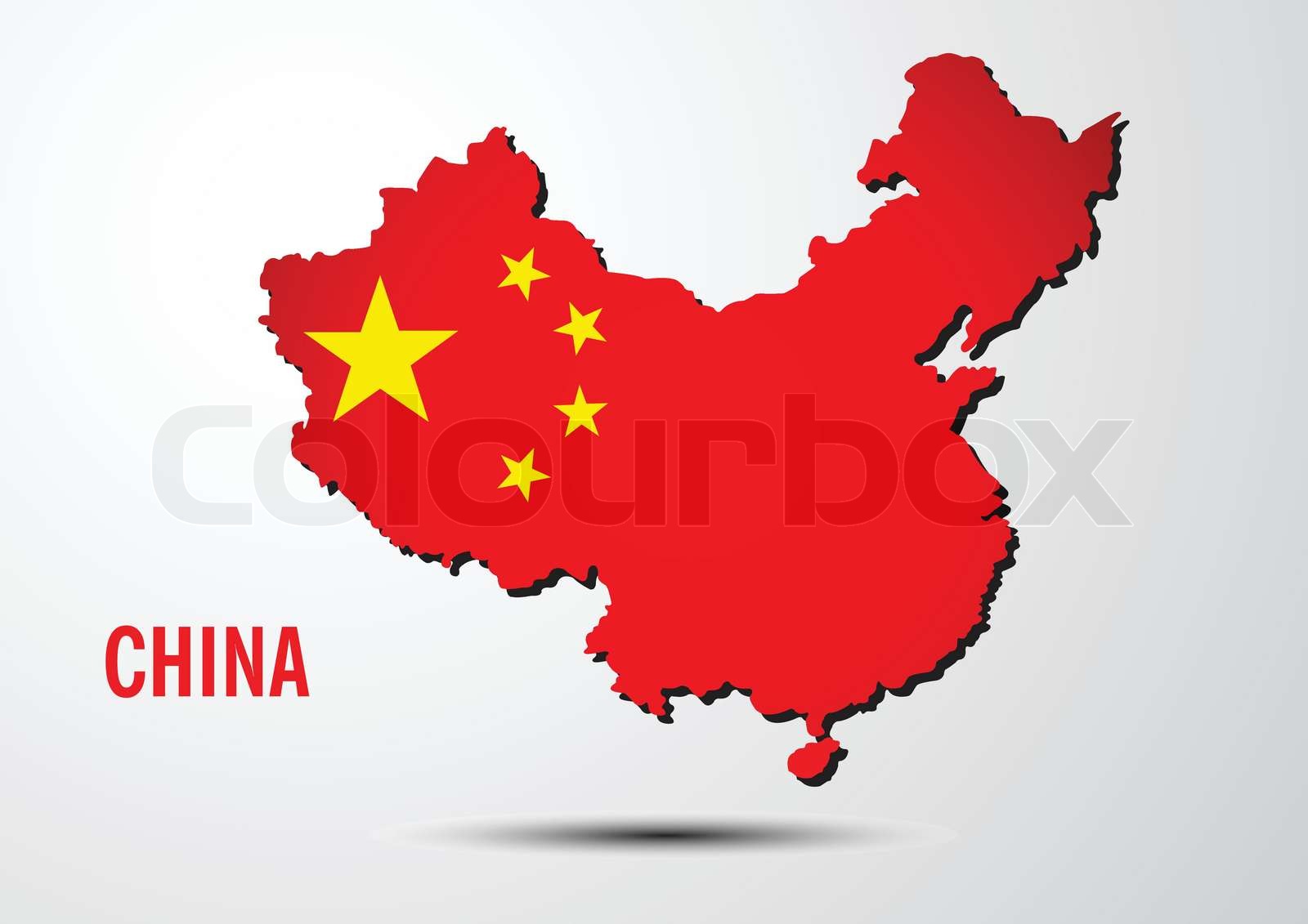 China flag on map of country vector images Stock vector Colourbox