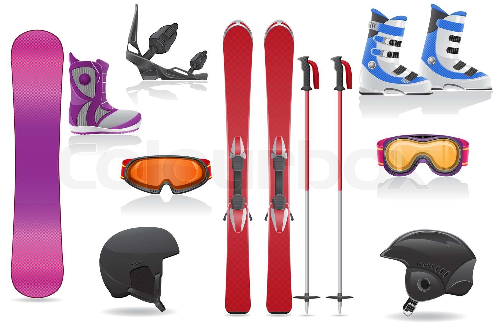 Ski And Snowboarding Set Icons Equipment Illustration Stock Image