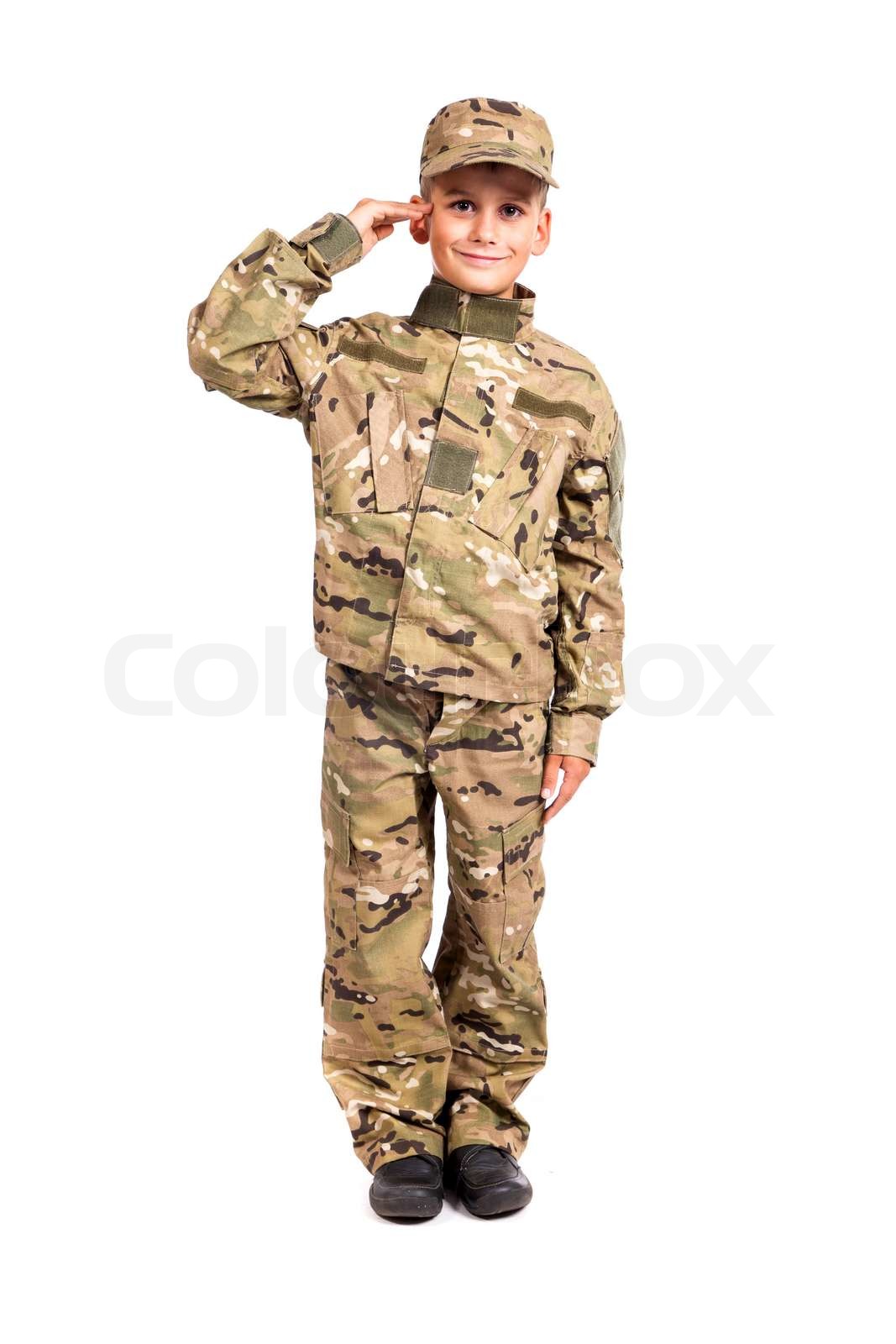 Salutieren Soldat Junge | Stock Bild | Colourbox