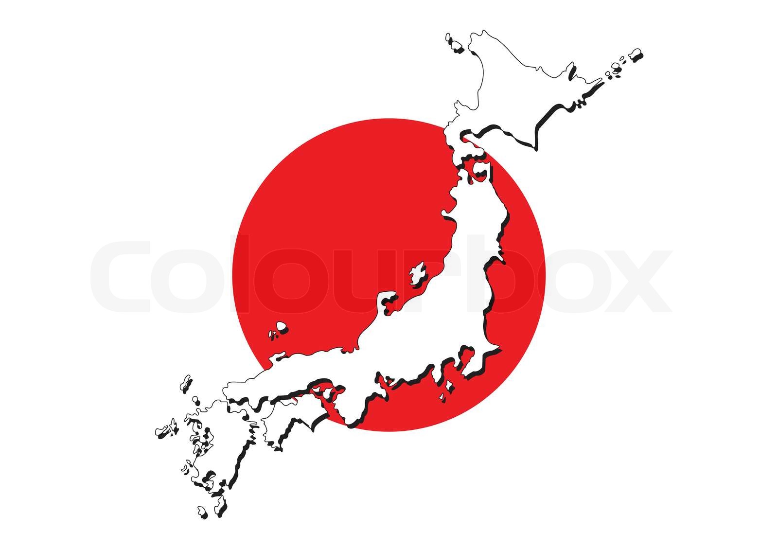 Japan flag on map of country vector images Stock vector Colourbox