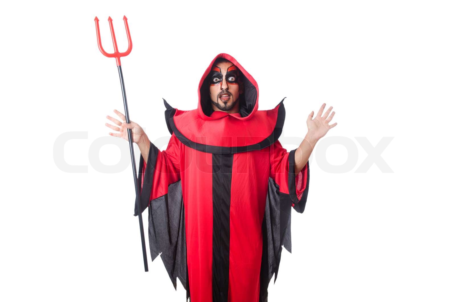 Man devil in red costume Stock image Colourbox