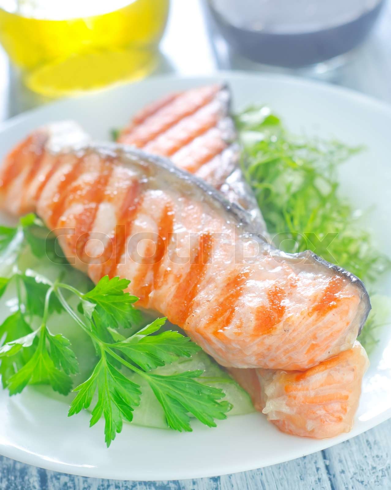 fried salmon | Stock image | Colourbox