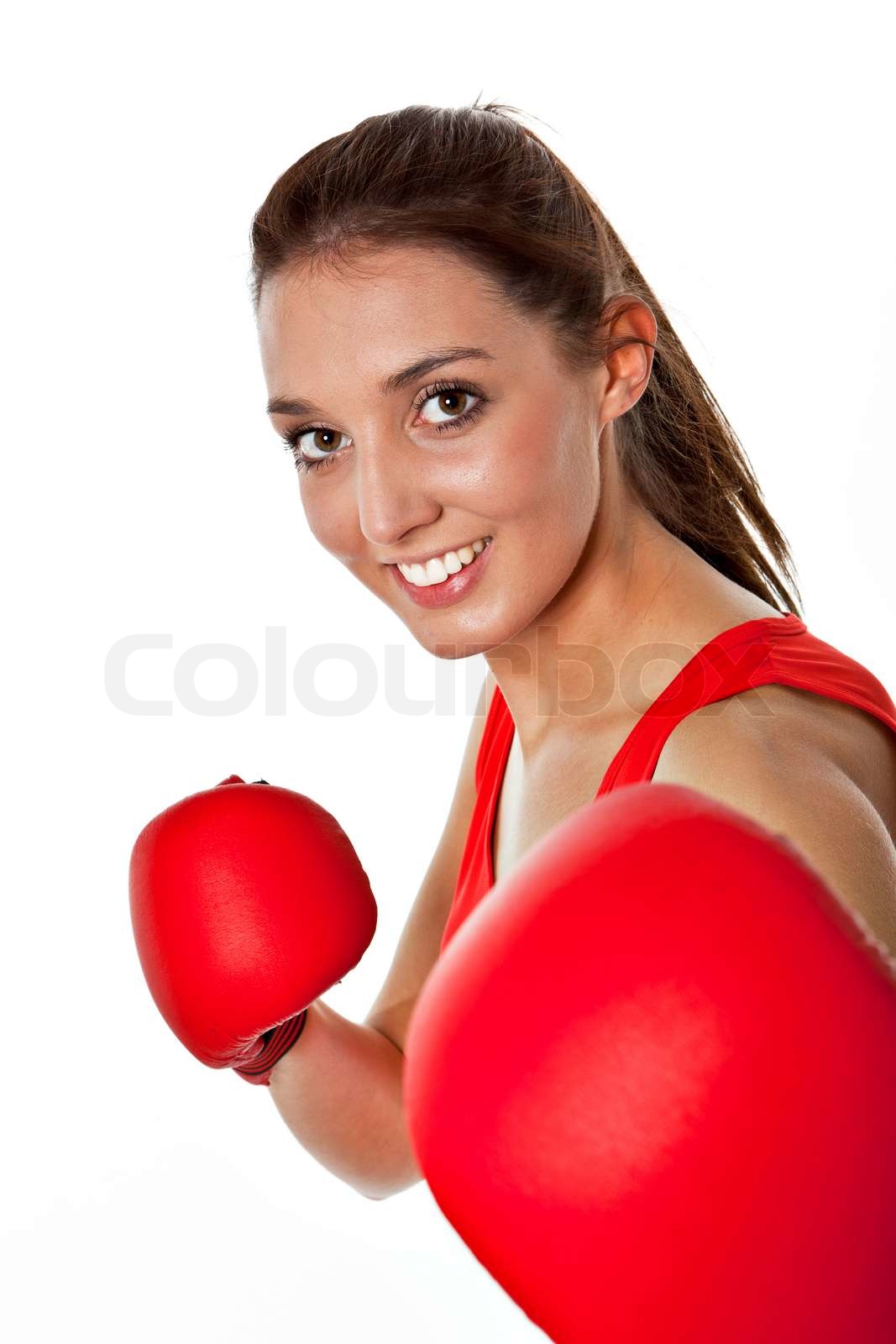 Pretty girl boxing Stock image Colourbox