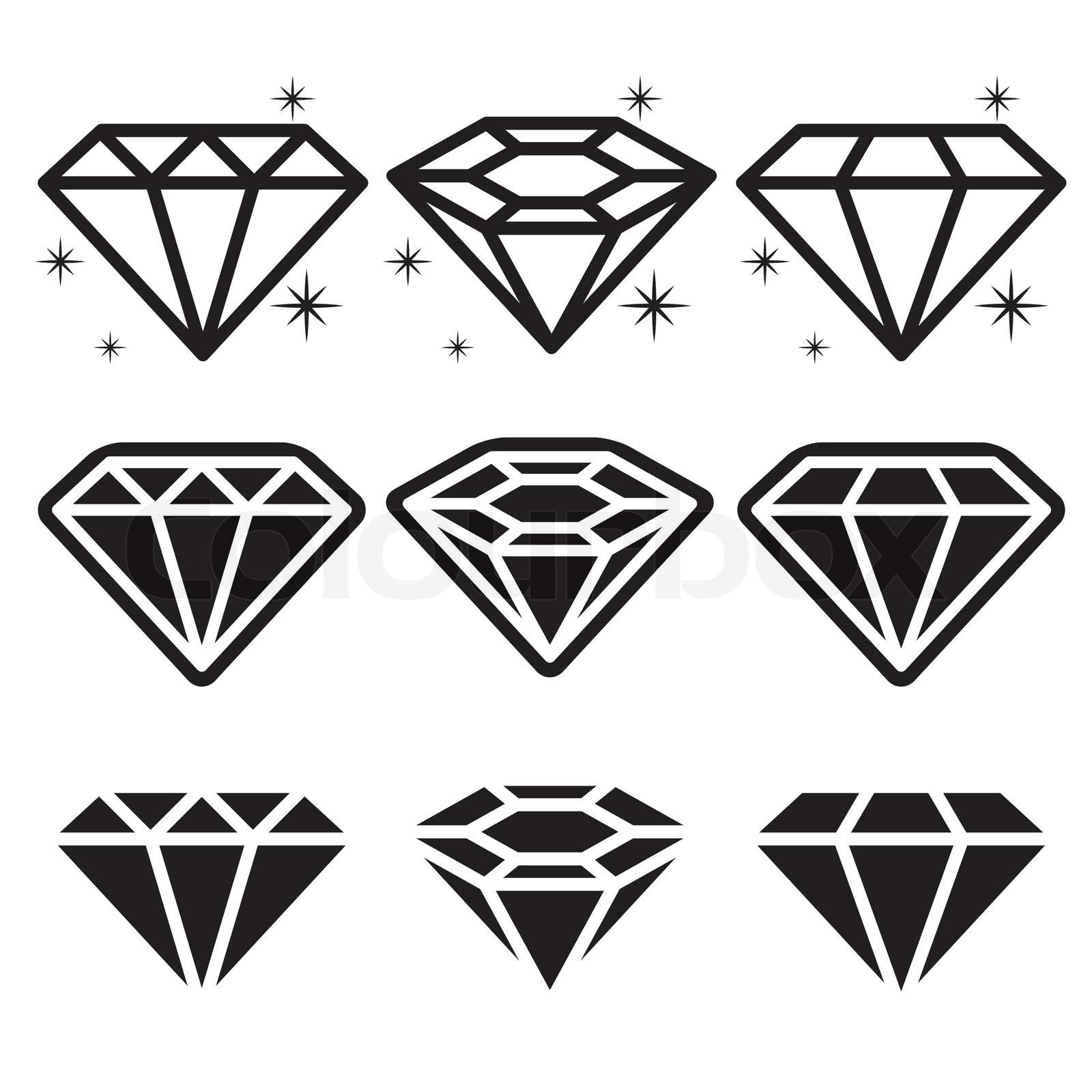 Diamond Icons Set Stock vector Colourbox