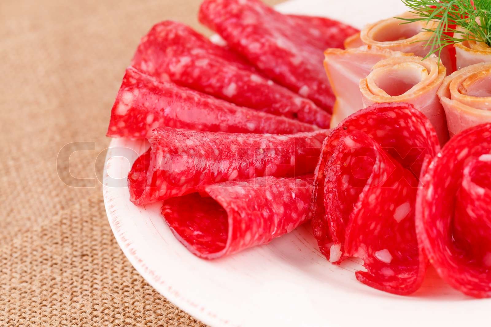 Salami and bacon Stock image Colourbox