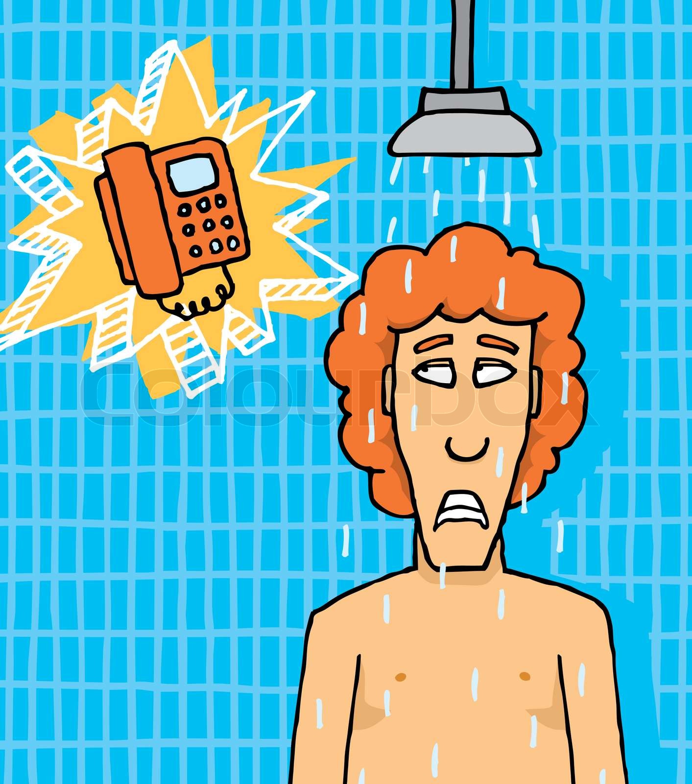 Phone ringing while in the shower Stock vector Colourbox