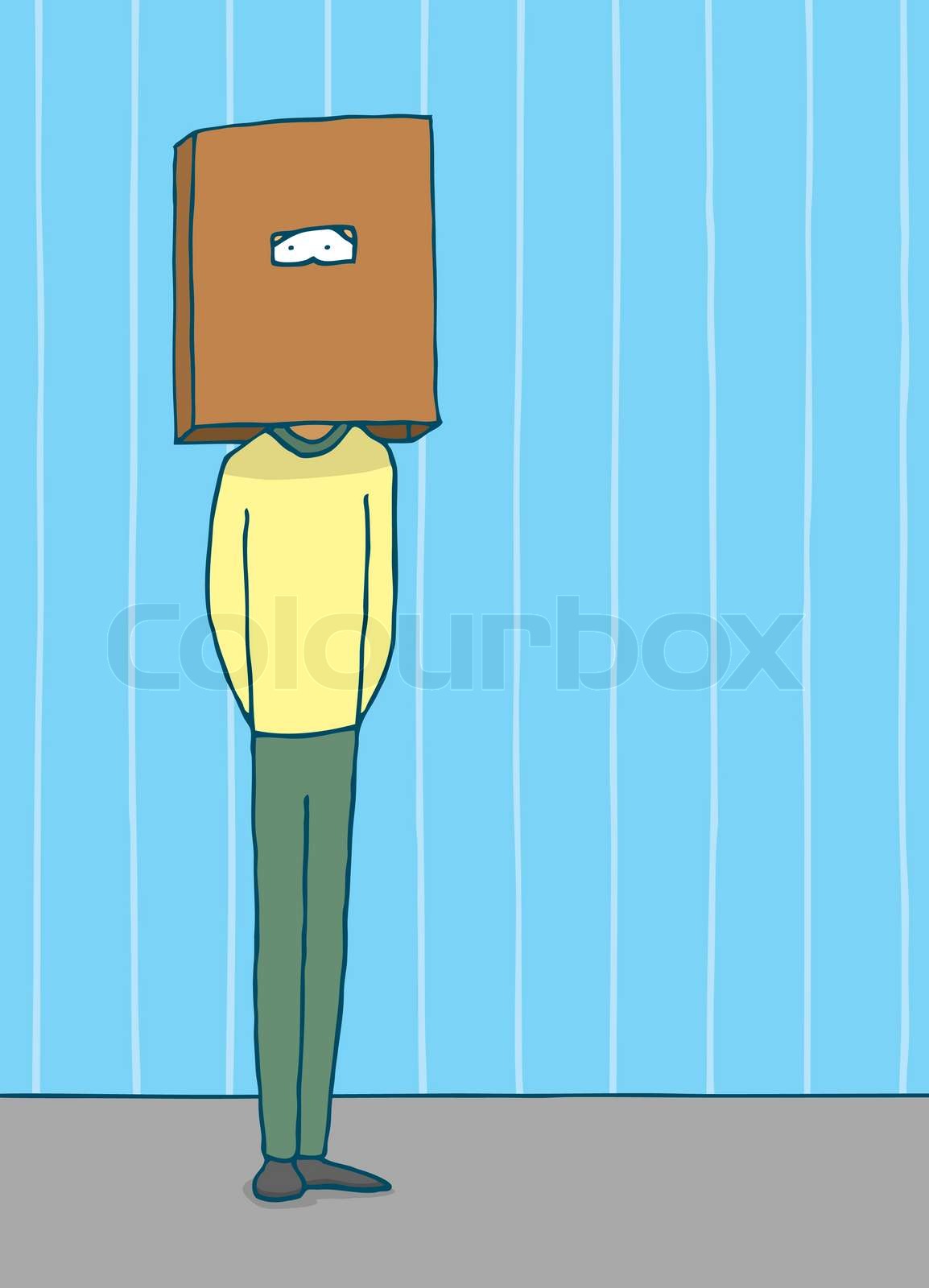Shy Guy Using A Box In His Head Stock Vector Colourbox Shy Guy Using A Box In His Head Stock Vector Colourbox