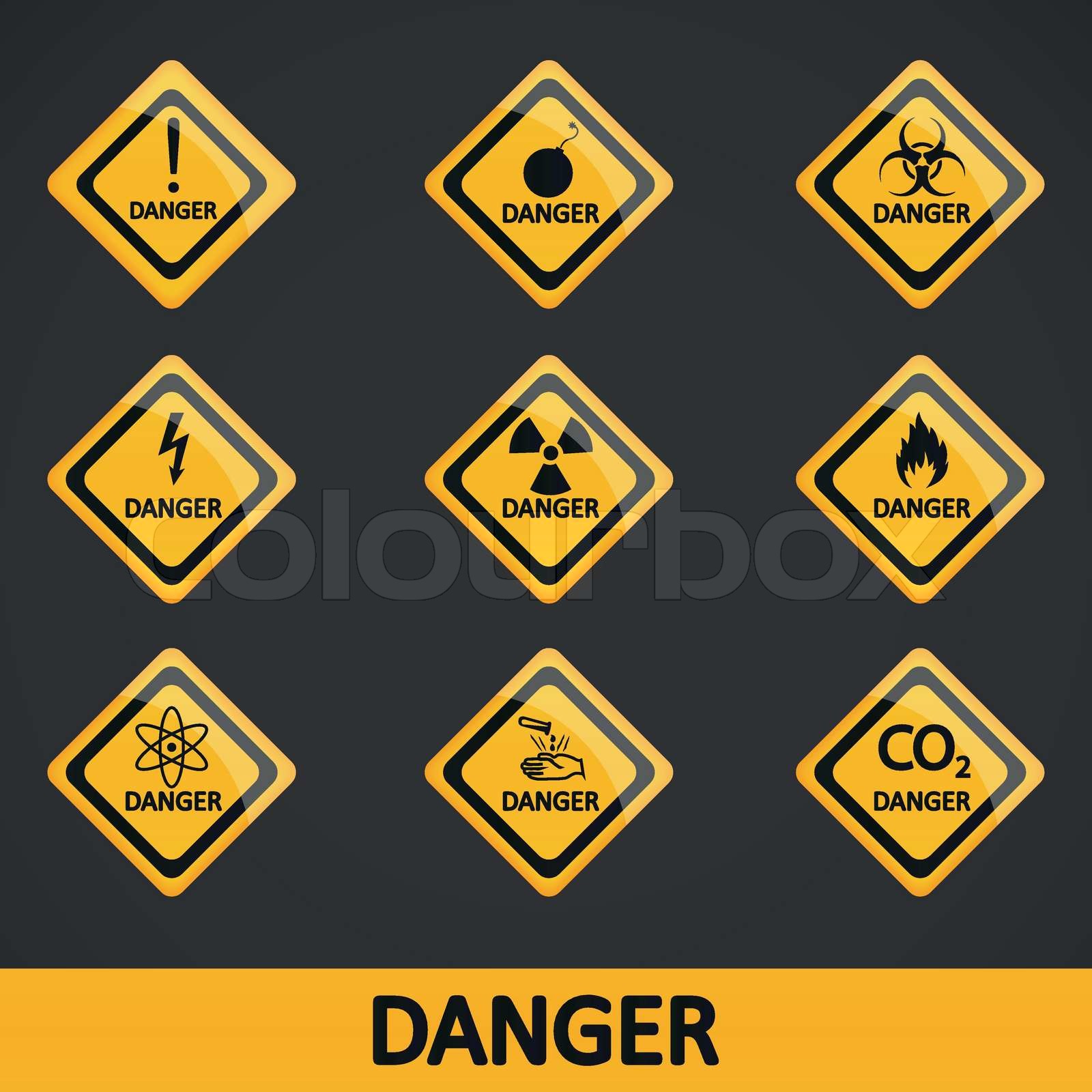 Vector Illustration Set Bezeichnung Gefahr StockVektor Colourbox