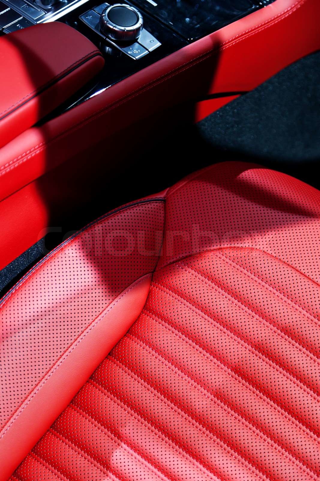Sports Car Red Leather Seat Stock foto Colourbox