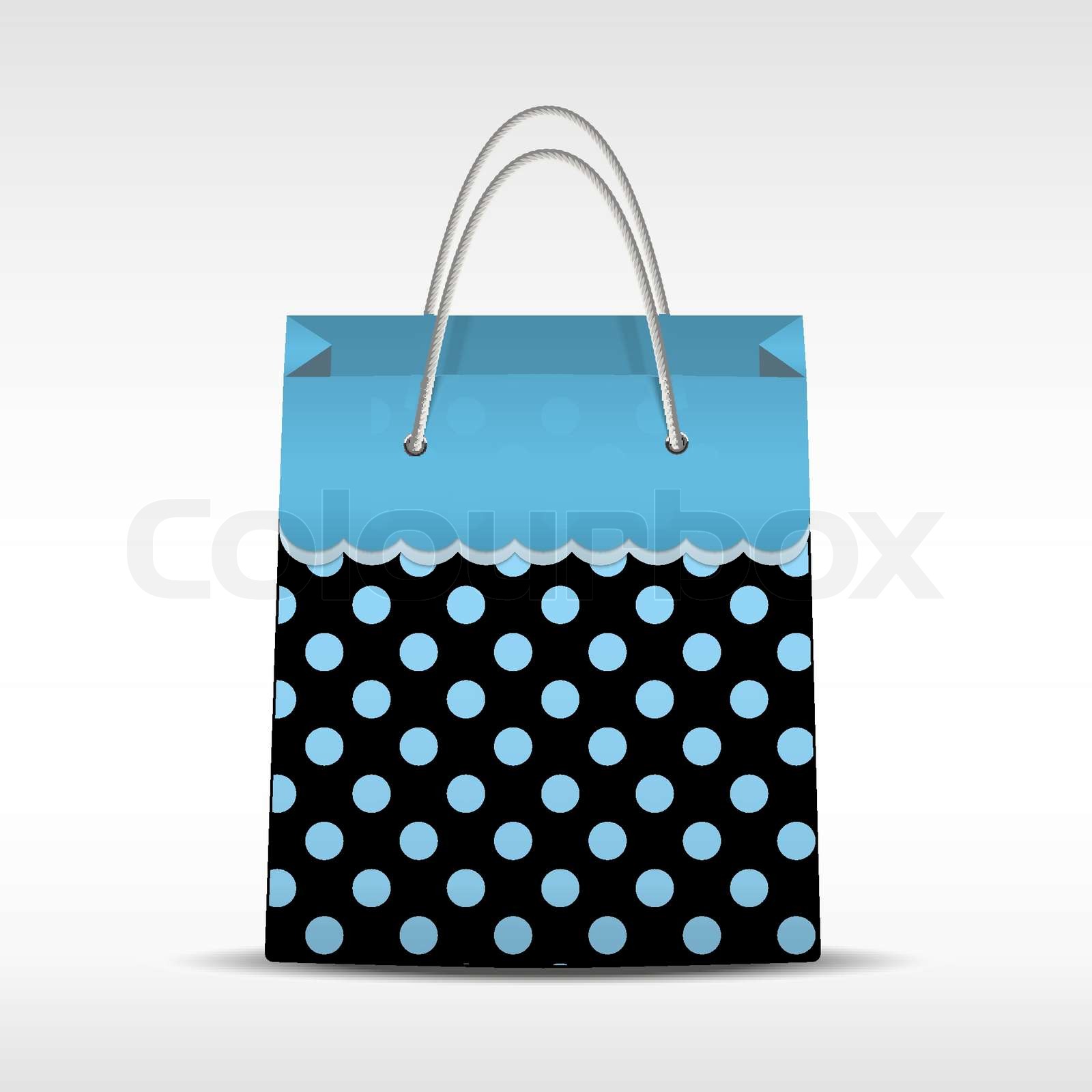 Vintage shopping bag in retro polka dots Stock vector Colourbox