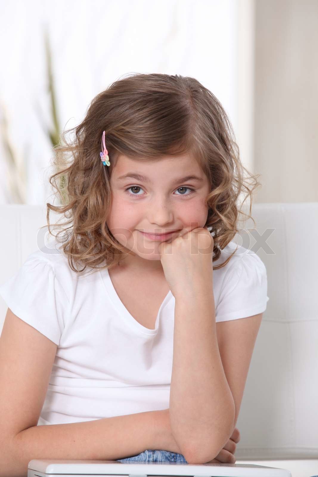 Bored little girl Stock image Colourbox