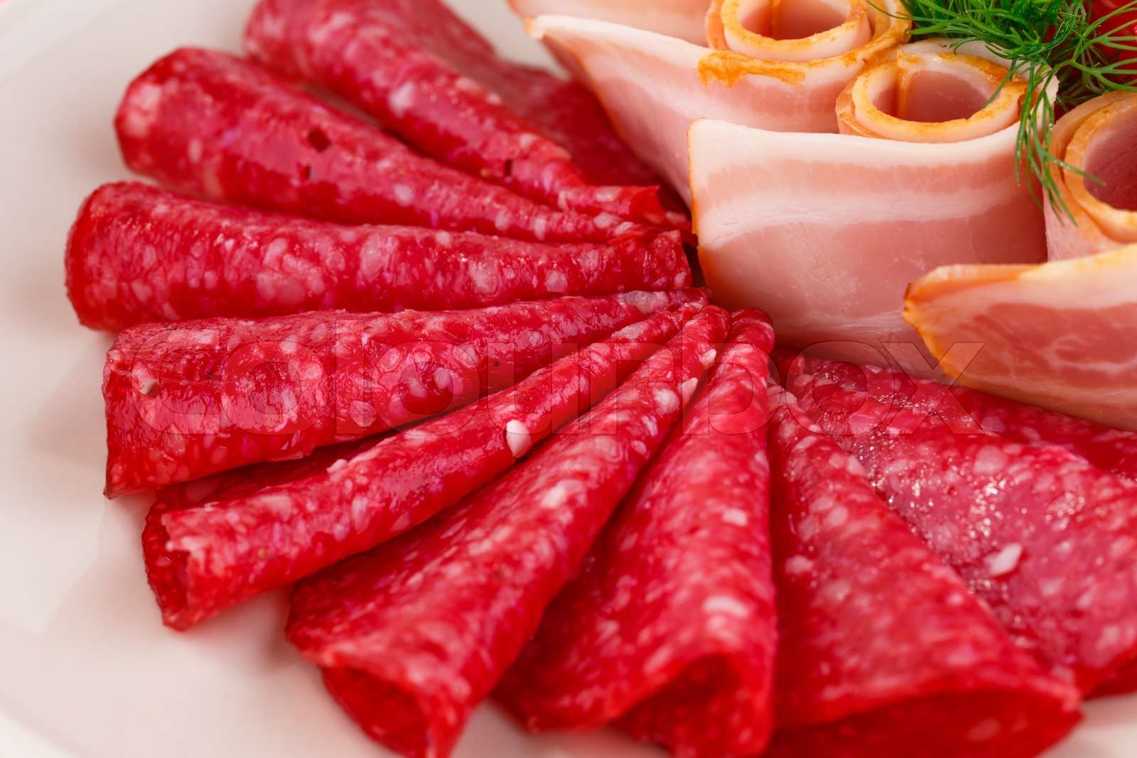 Salami og bacon Stock foto Colourbox