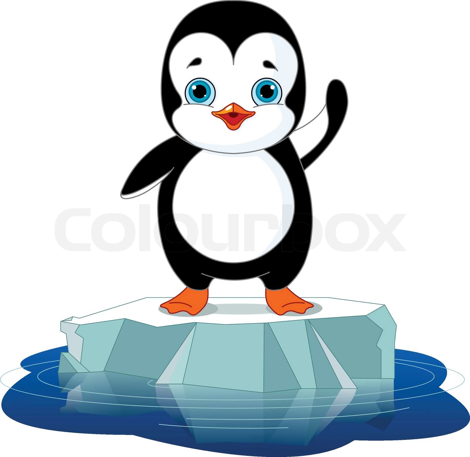 Pinguin Auf Eis Stock Vektor Colourbox