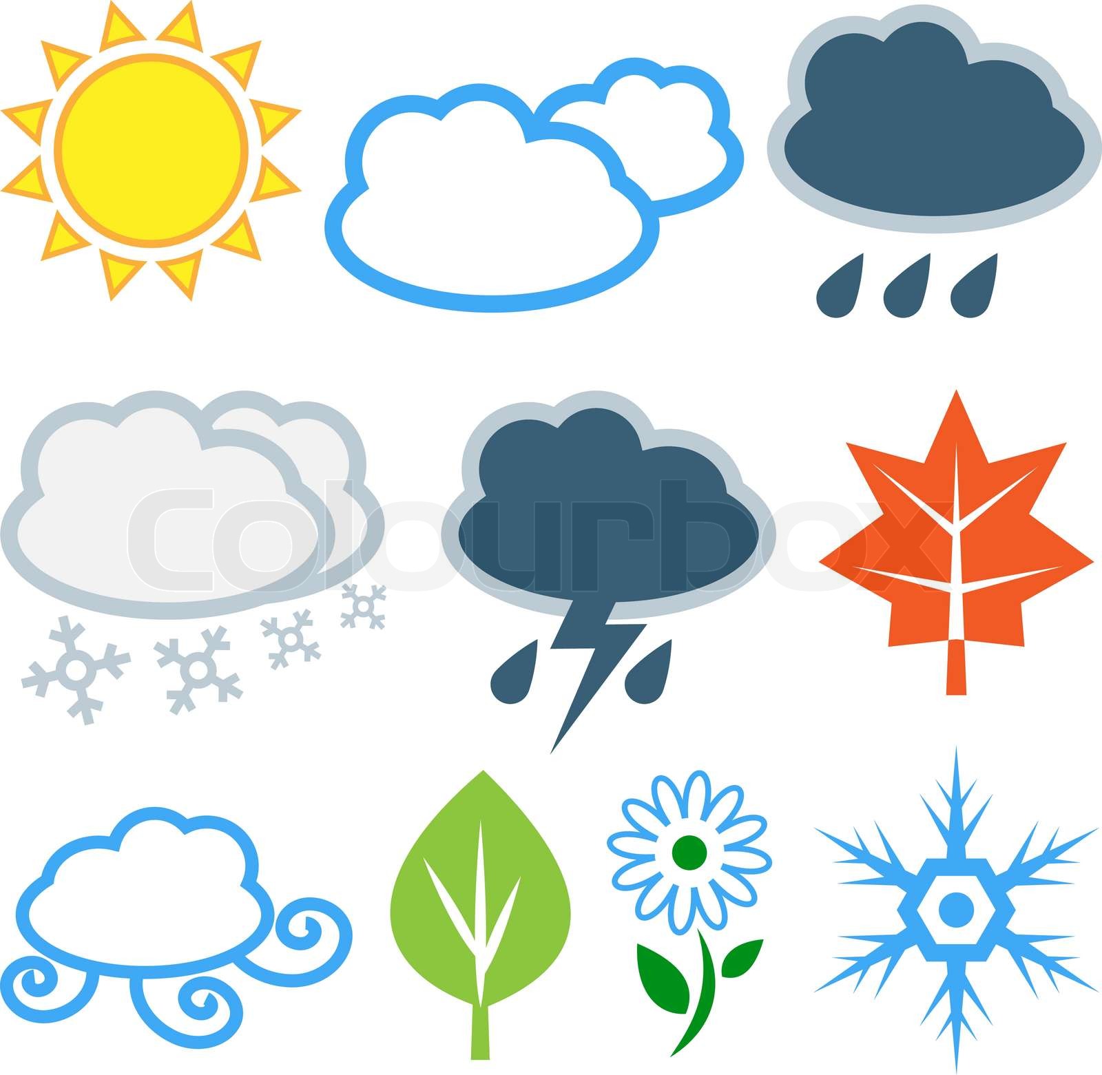 Weather and seasons Vector set | Stock vector | Colourbox