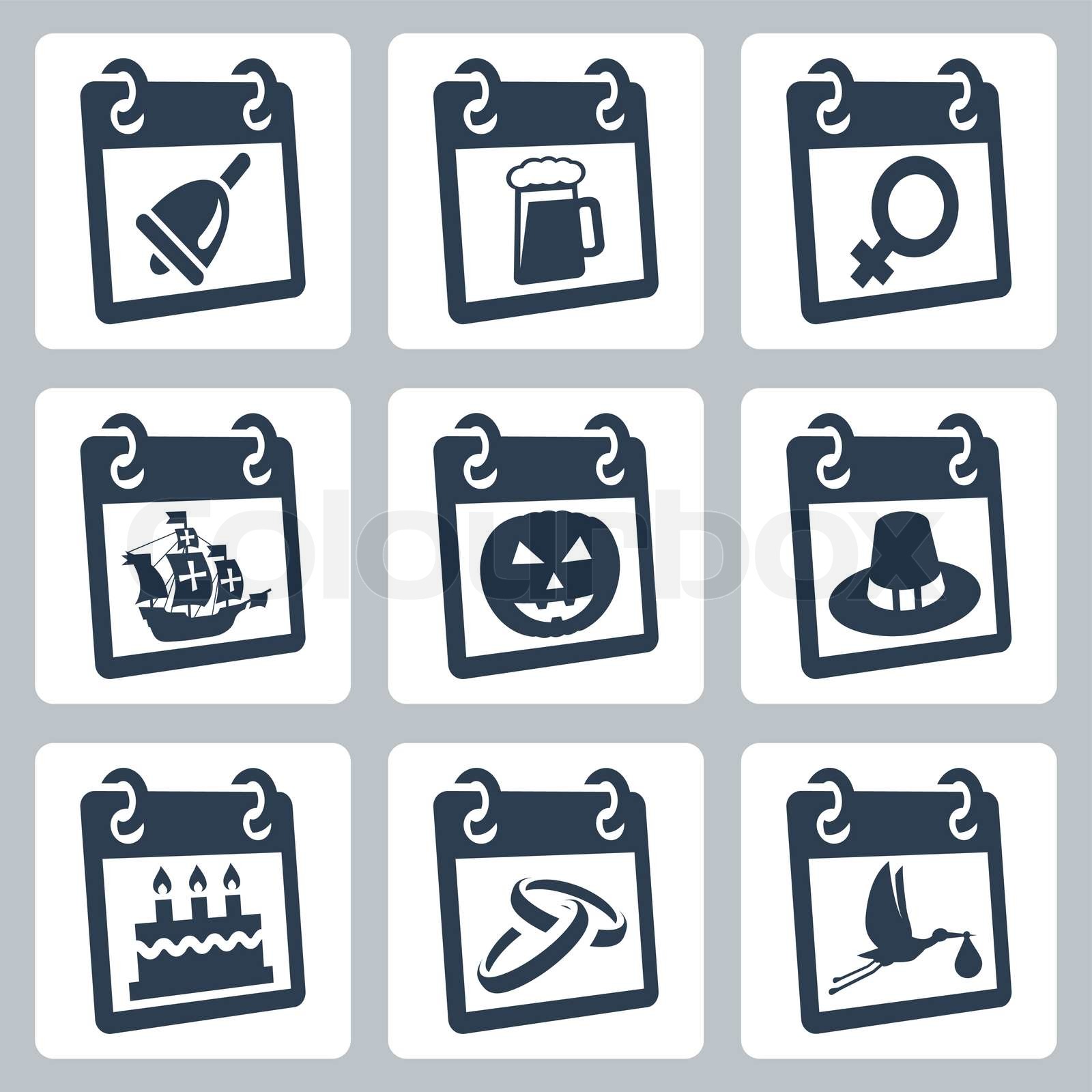 Vector kalender ikoner, der repræsenterer helligdage : Den Knowledge