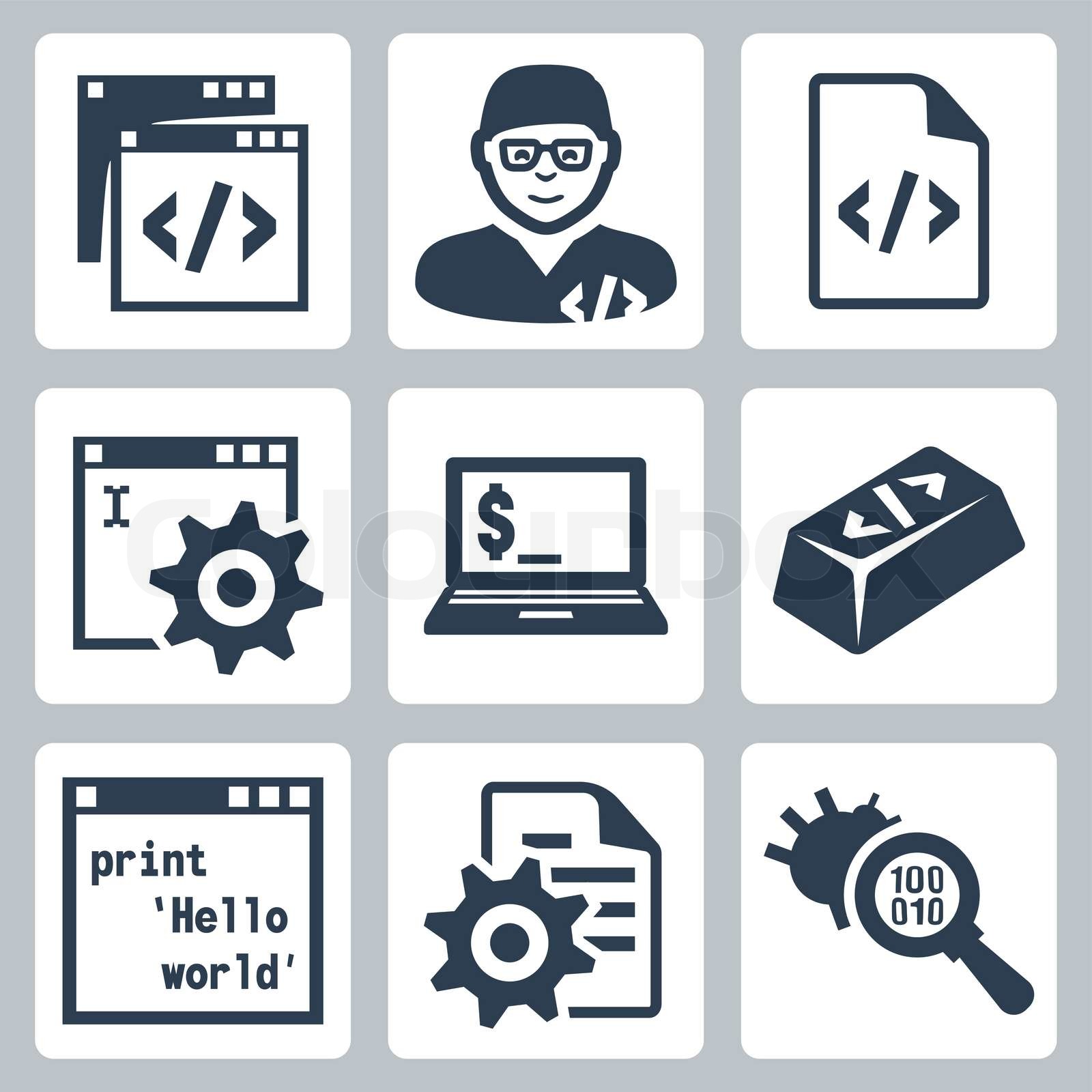 Vector programming and software development icons set | Stock vector ...