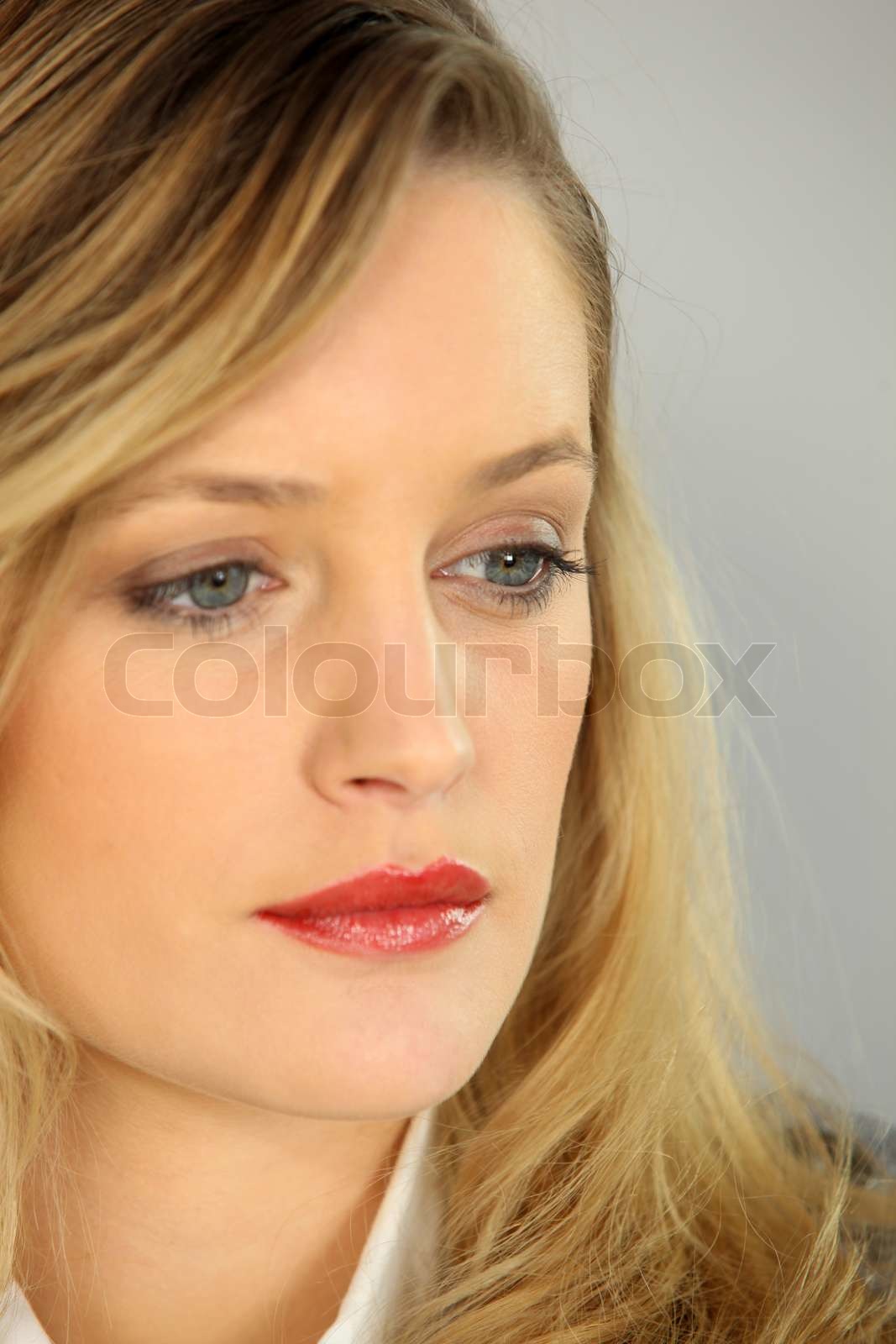 Portrait Of A Doubtful Woman Stock Image Colourbox