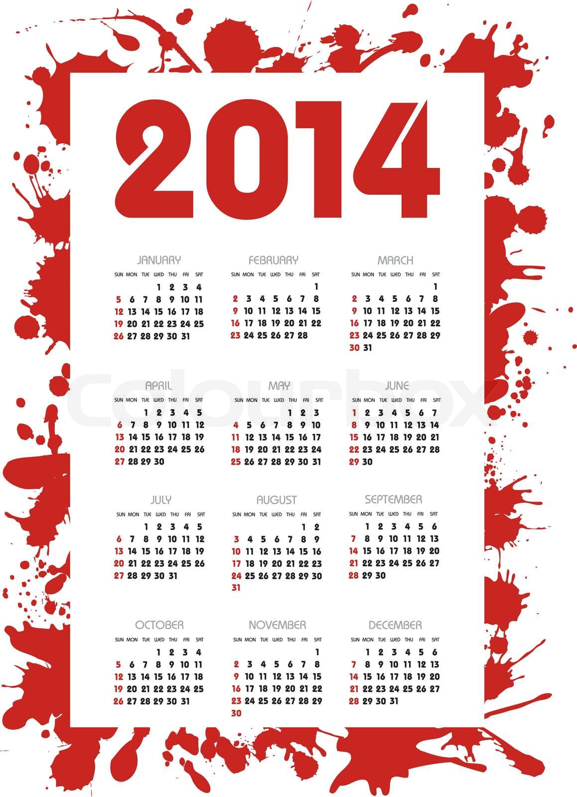 calendar 2014 year | Stock vector | Colourbox