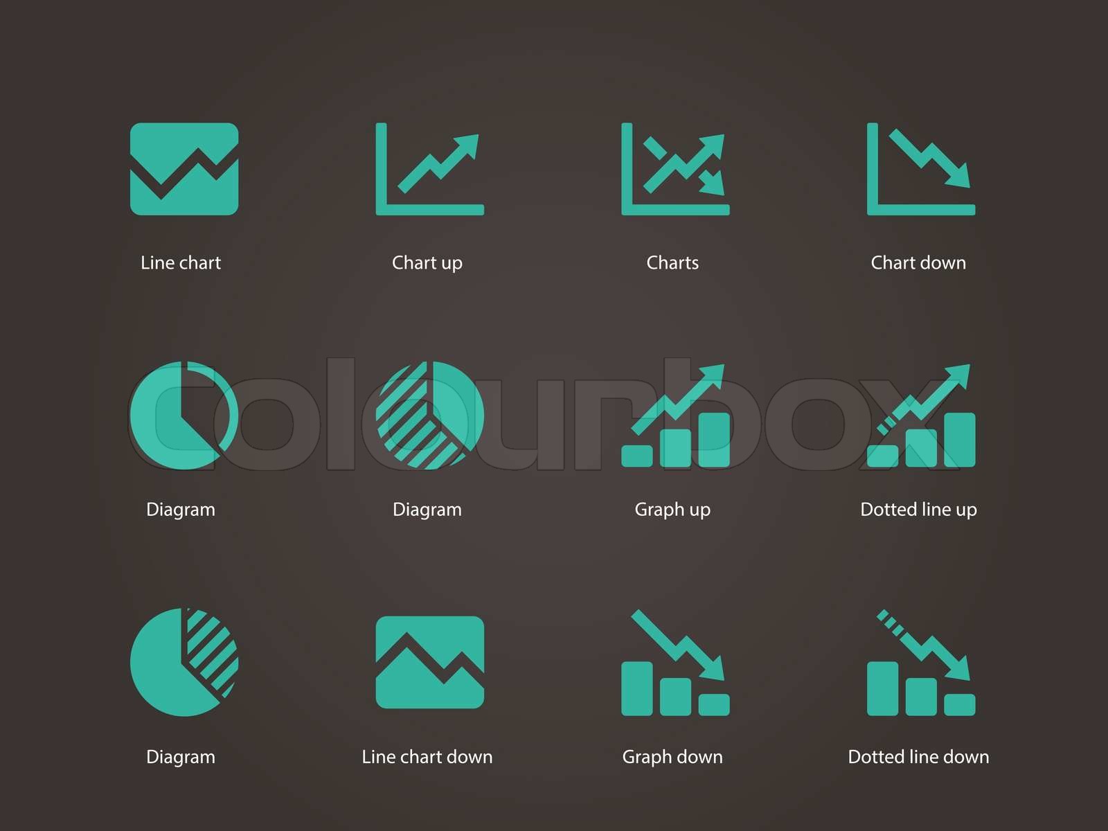 Line chart and Diagram icons | Stock vector | Colourbox